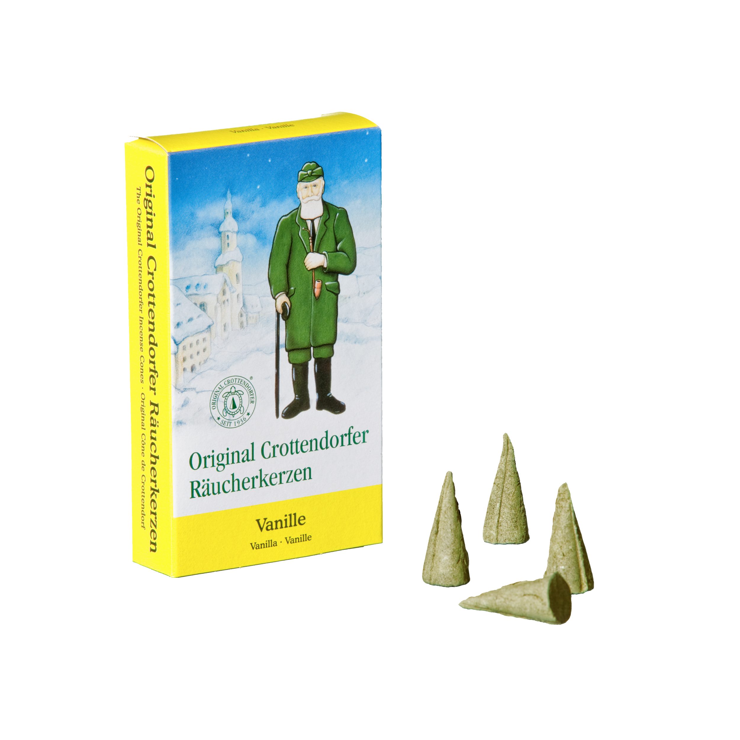 Crottendorfer Räucherkegel Original Crottendorfer Räucherkerzen Duft-Auswahl Weihnachtsdüfte (24 Stück pro Packung), Original Erzgebirge