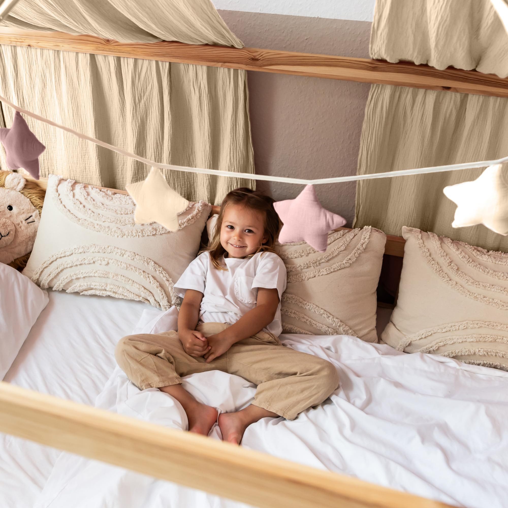lilimaus Wimpelkette Sternenkette für Kinderzimmer - handgenähte Stoff-Girlande, handgefertigte Stoff-Girlande ca. 300 cm - Wimpel oder Sterne – Bild 4 von 5
