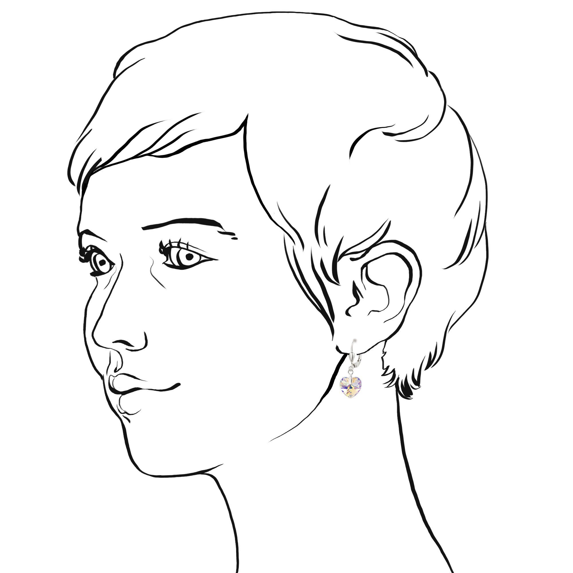 Ohrringe Mädchen, Damen Crystal Kristall Schöner-SD Herz 10mm hängend mit Ohrhänger 925 Silber Aurora für Paar und Boreale