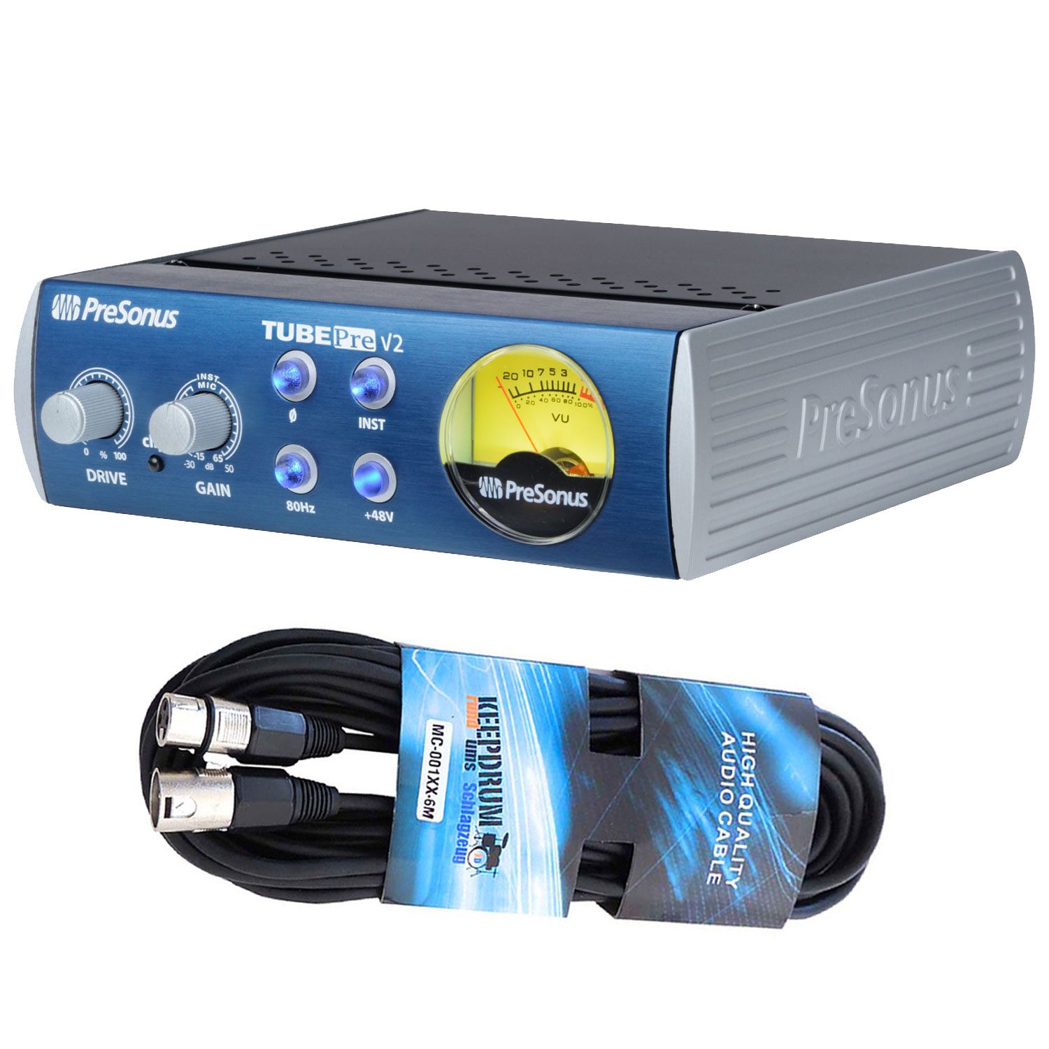 Presonus Presonus Röhren-Vorverstärker TubePre V2 mit Mikrofonkabel Digitales Aufnahmegerät (Röhrenvorverstärker)