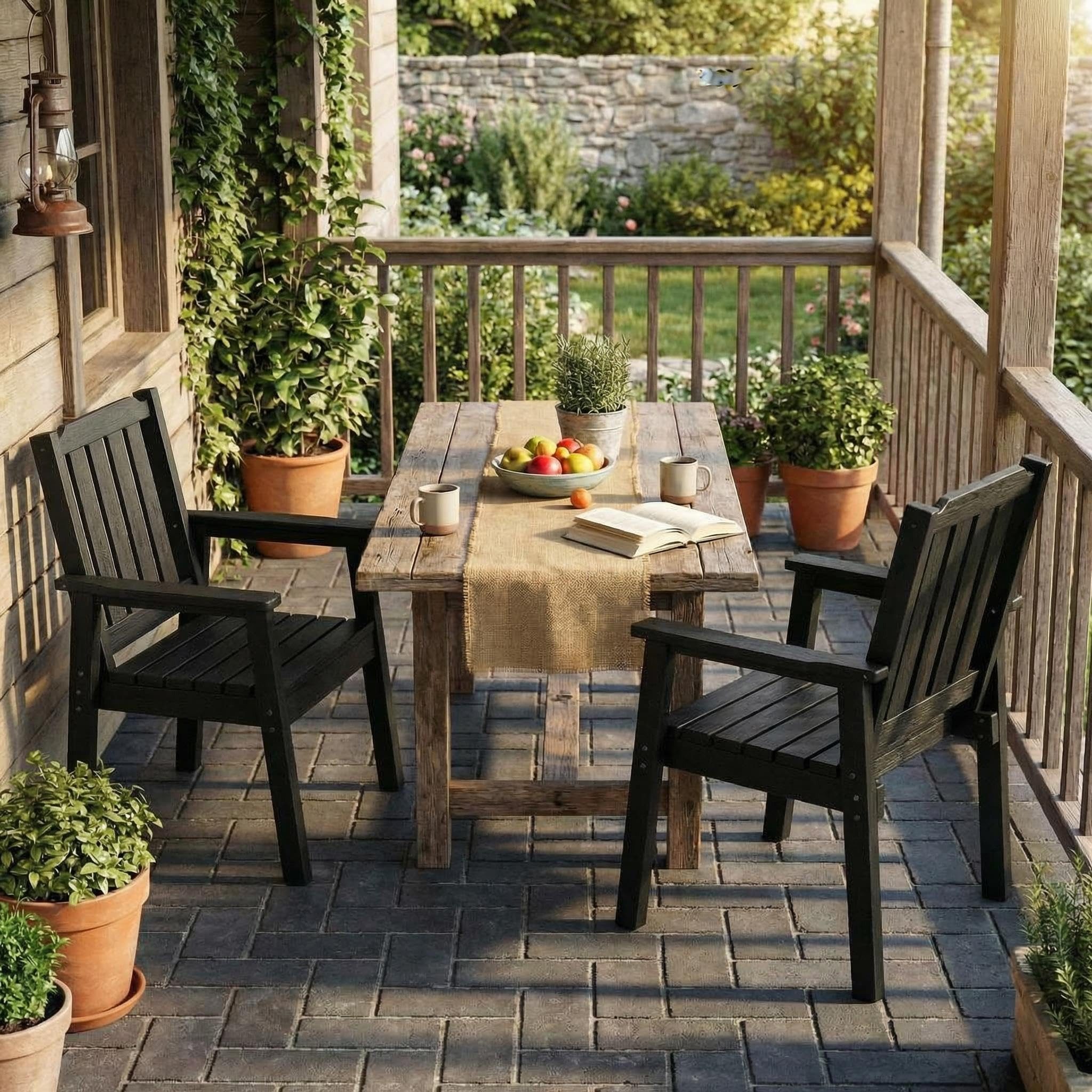 GarveeMore Gartenstuhl Großformat Outdoor Stühle Armlehnstuhl wetterfeste HDPE-Holzstuhl (2 St), Bistrostühle Für Garten, Rasen, Hinterhof, Poolbereich (2er Set)