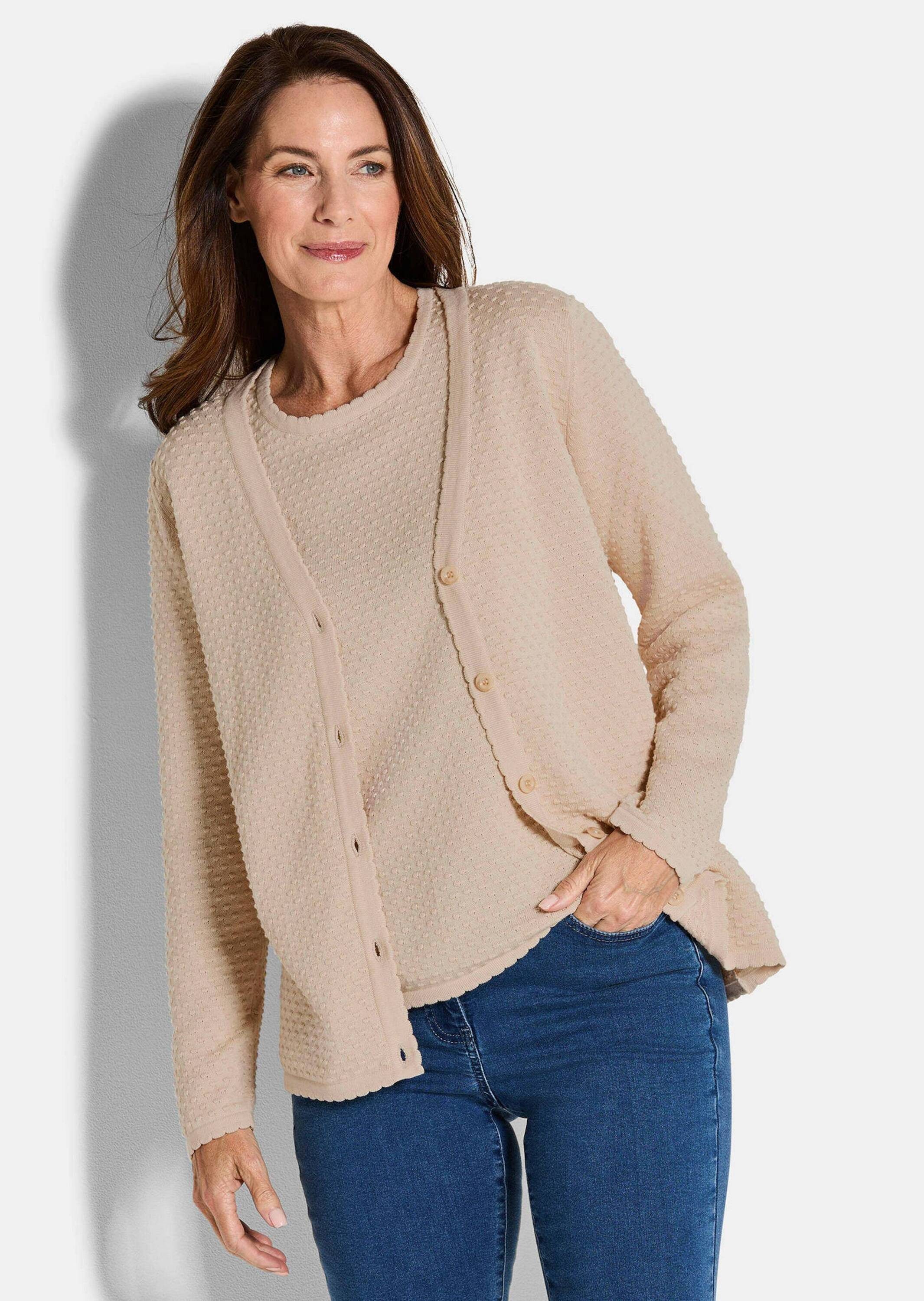 GOLDNER Strickjacke Strickjacke mit Pünktchenmuster günstig online kaufen
