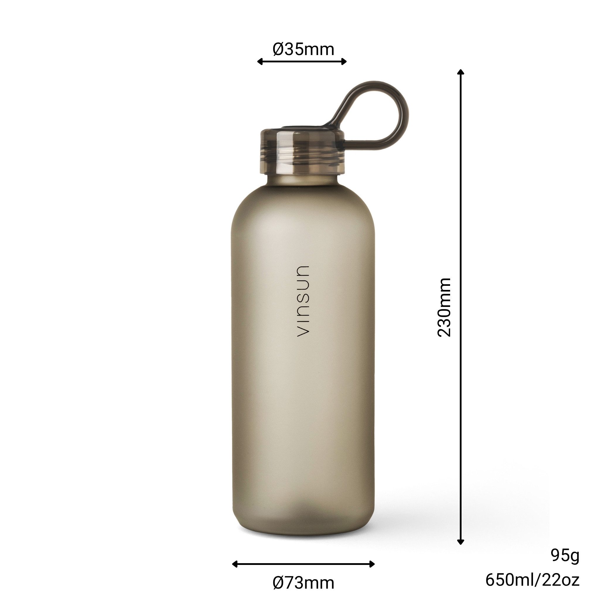 Vinsun Trinkflasche Trinkflasche 650ml, Kohlensäure geeignet, auslaufsicher, Tritan, BPA frei, bruchsicher, geruchs- und geschmacksneutral, auslaufsicher