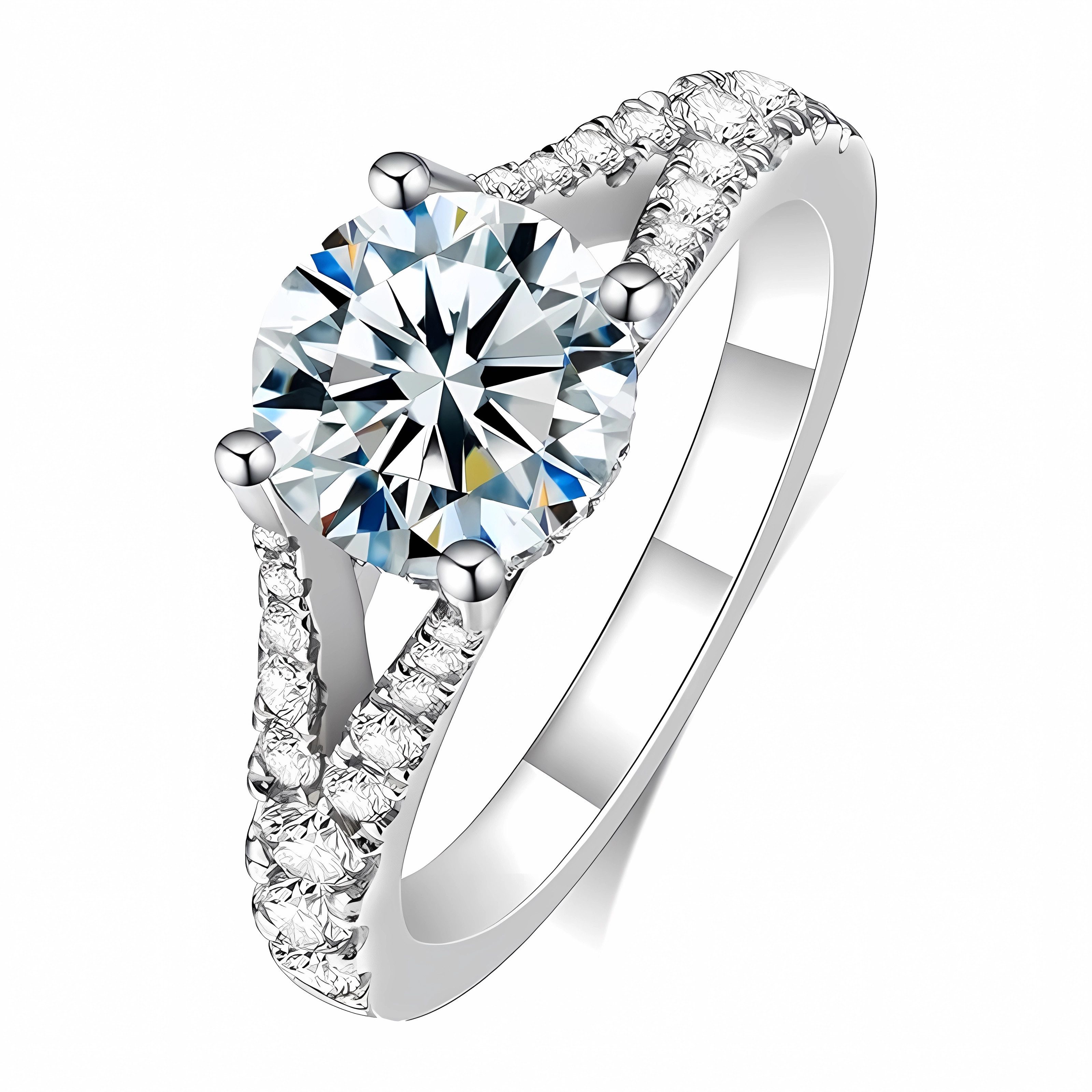 Jumpeak Diamantring Verlobungsring Damen,runder Diamant,Ring mit Stein,Schmuck Hochzeit, 2.1 CT Labordiamant,Farbe E,VS1,14K Gold,Frauen Geschenk,Brautset