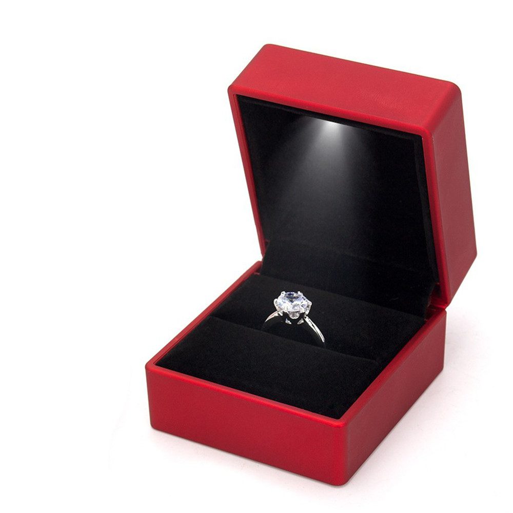 Minicloss Schmuckkasten LED Valentinstag Ringschachtel Ring Samt Schmuck Etui Verlobung