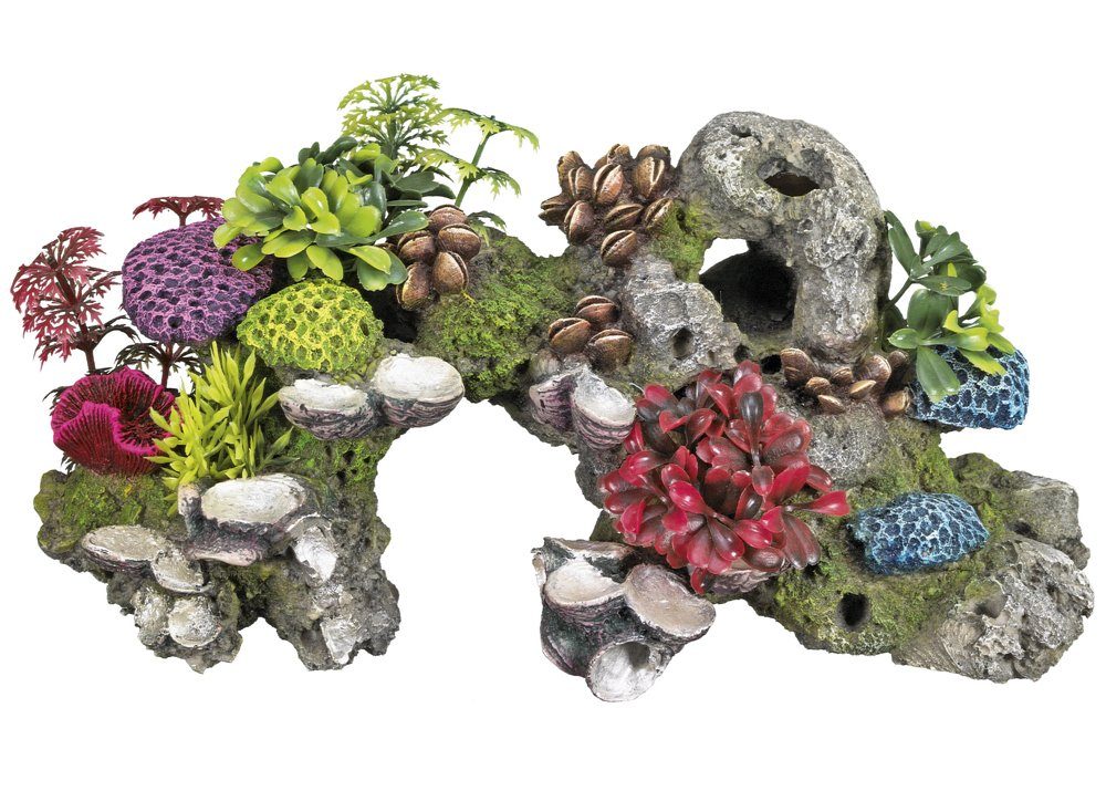 Aquariendeko Aqua Ornaments "KORALLE " MIT PFLANZEN 28,0 x 12,0 x 13,5 cm
