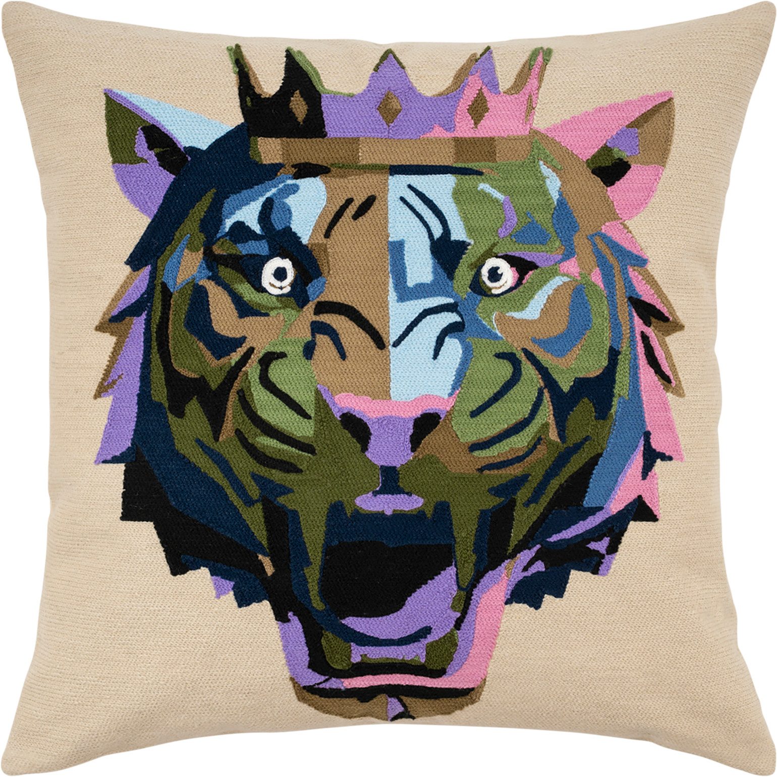 PAD Dekokissen LION, Hochwertige Stickerei mit beeindruckender Detailtiefe
