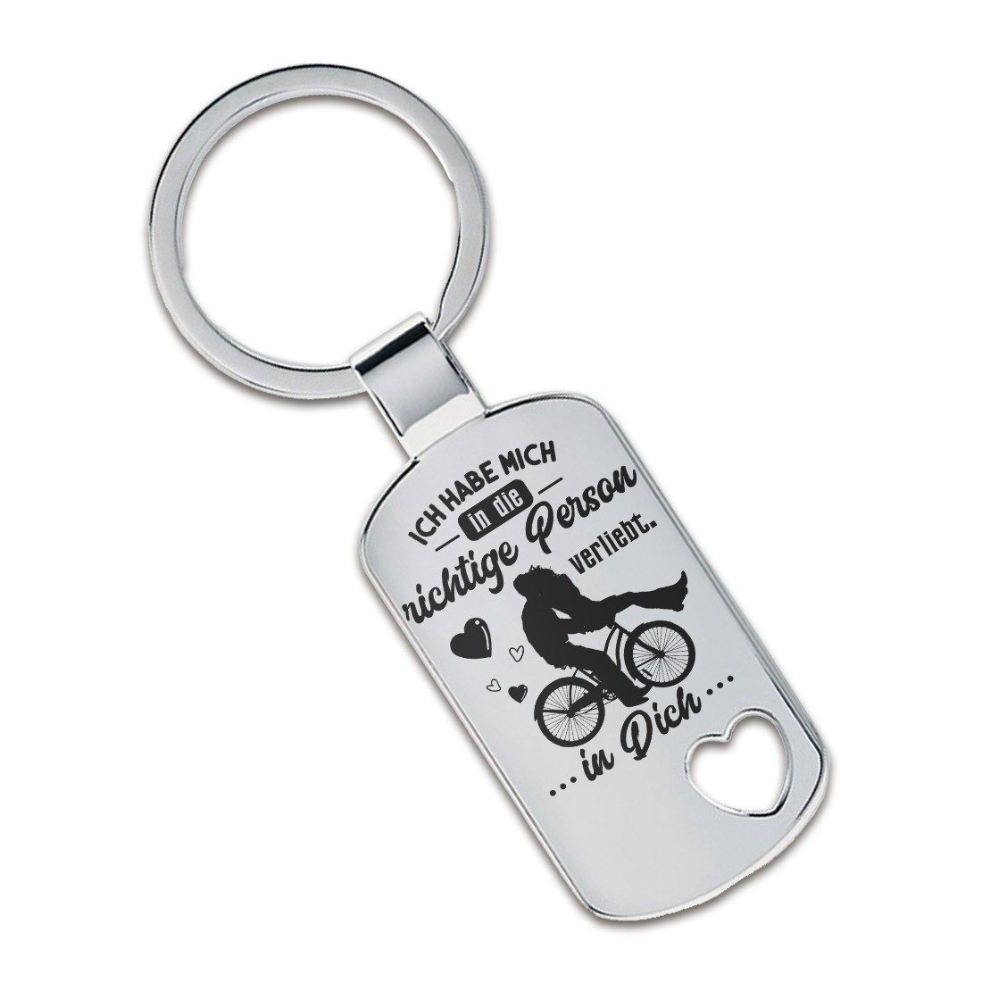 Lieblingsmensch Schlüsselanhänger Ich habe mich in die richtige Person verliebt - in Dich (Schlüsselanhänger mit Gravur, inklusive Schlüsselring), Robuste und filigrane Lasergravur