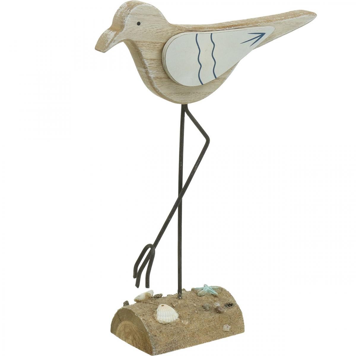 Dekofigur Holzmöwe Deko Shabby Chic Maritim Blau-Weiß 32cm