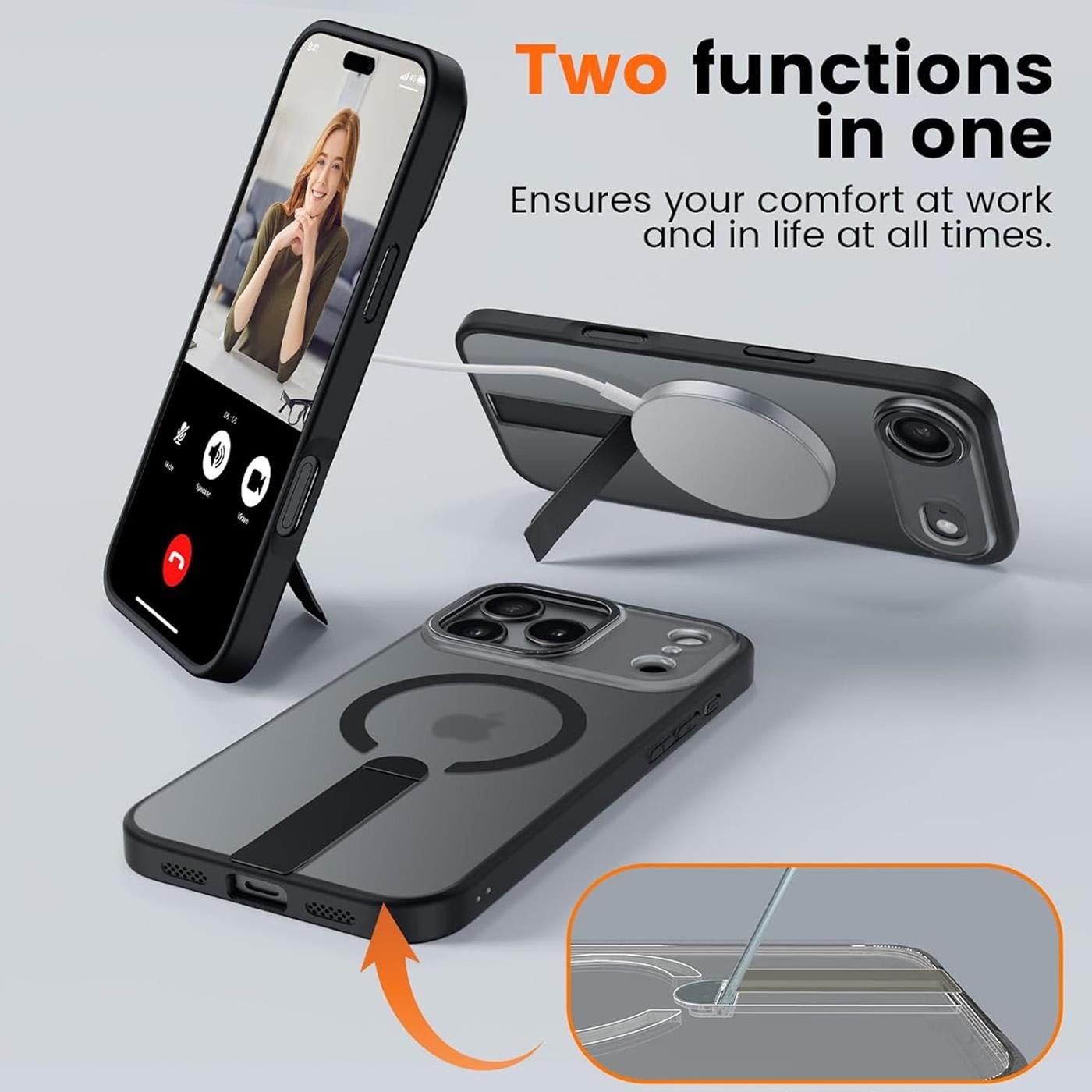 CoolGadget Handyhülle Kickstand Hybrid Hülle für iPhone 17 6,3 Zoll, Schutzhülle Militärschutz Ständer kompatibel mit MagSafe Magnetring – Bild 5 von 5