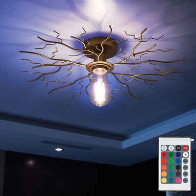 etc-shop LED Deckenleuchte, Leuchtmittel inklusive, Warmweiß, RGB LED Deckenlampe Schlafzimmerleuchte Reto Baum-Design D 50 cm