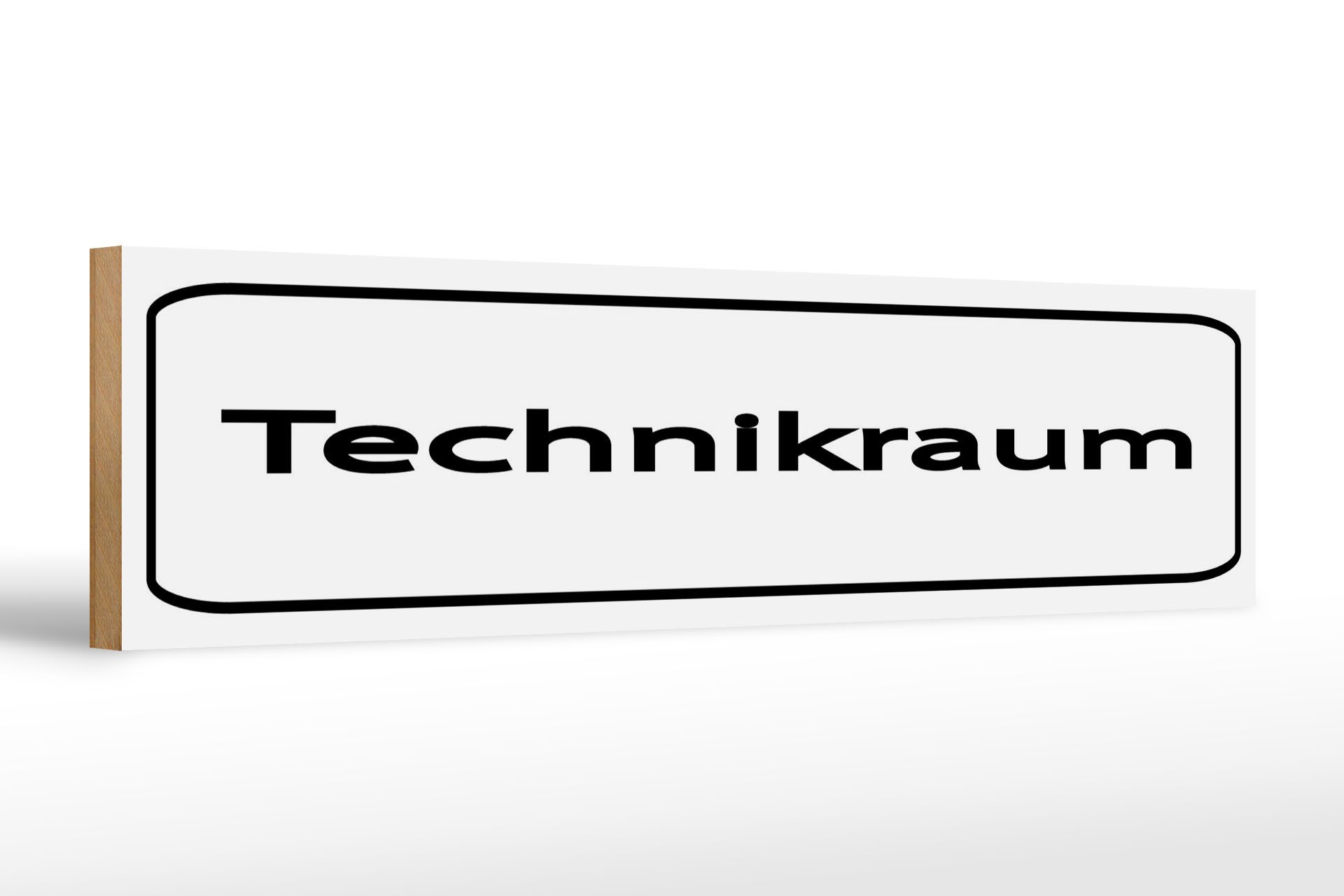 Femer GmbH Holzbild Hinweis 46x10 cm Technikraum weißes, (1 St), Glatte Holzfaserplatte (MDF), vorn beschichtet