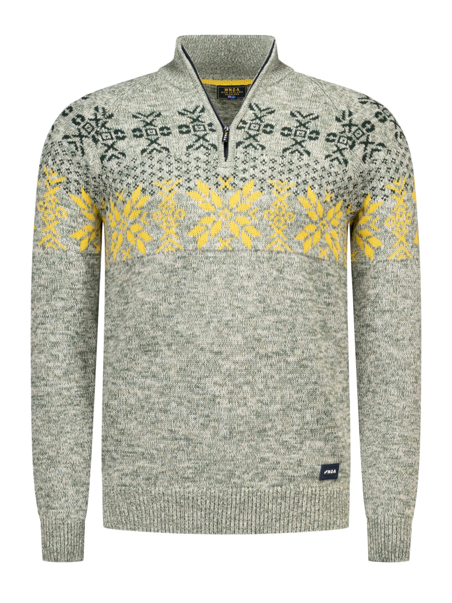 New Zealand Auckland Strickpullover NZA263 H grau,Casual,Baumwolle,Gemustert,Troyer-Kragen,Langarm,Regular Fit
