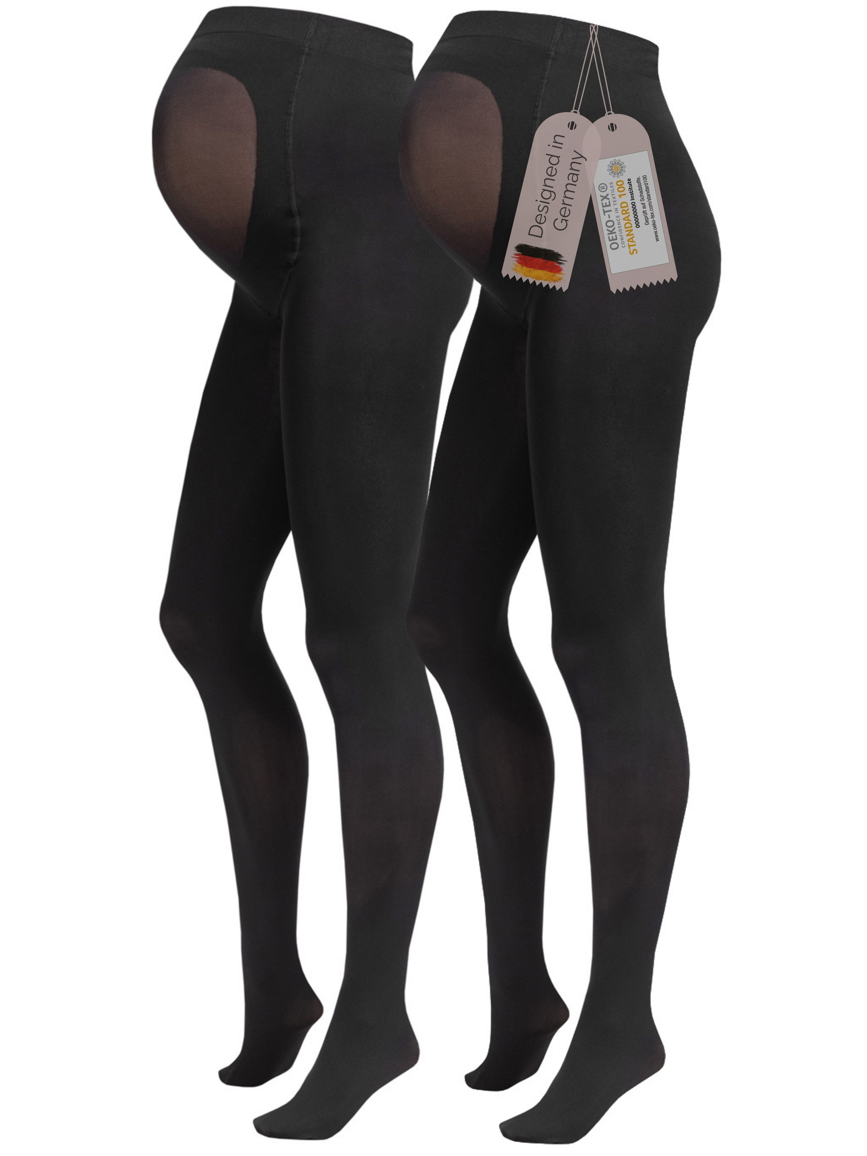 Herzmutter Umstandsstrumpfhose Schwangerschaftsstrumpfhose 80DEN - Blickdicht 80 DEN (2 St. 2er Pack) Blickdicht - dehnbarer, rutschfester Baucheinsatz