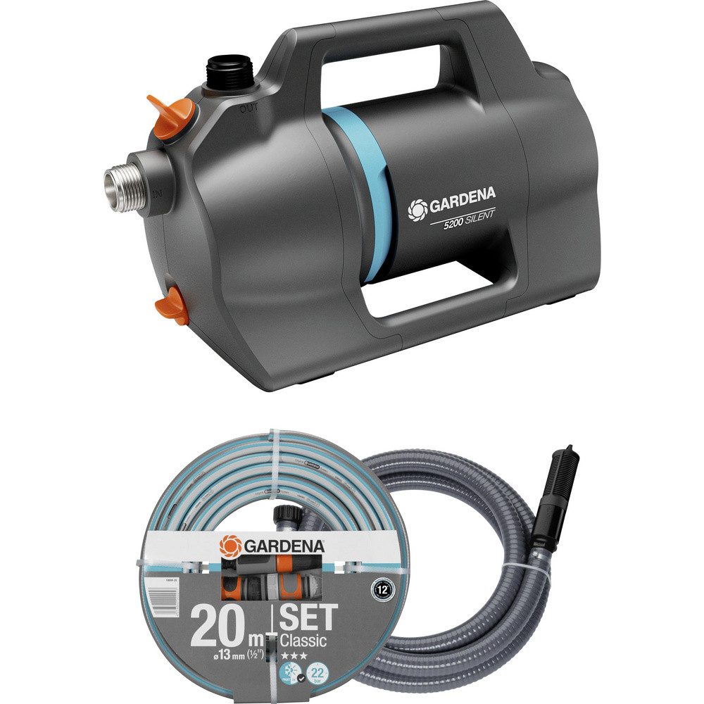 GARDENA Gartenpumpe GARDENA Gartenpumpe 5200 Silent Set Gartenpumpen-Set 5.300 l/h