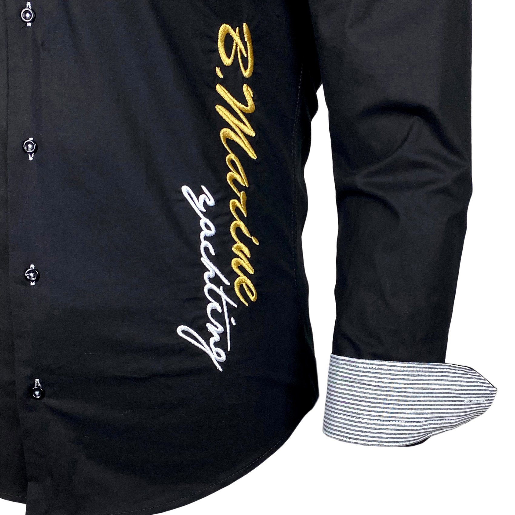 Baxboy Langarmhemd Baxboy Edel Dezent Herren Hemd Stickerei Hemden Kontrast Langarm B-508