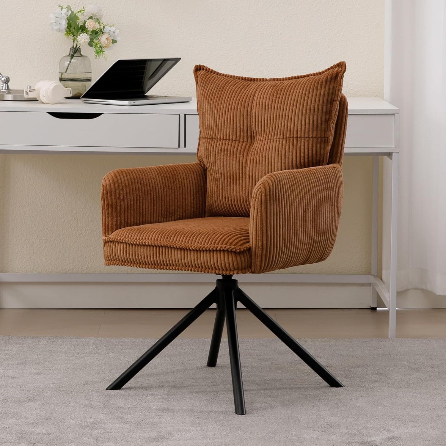 WAHSON OFFICE CHAIRS Bürostuhl Kordsamt-Bürostuhl, ergonomisch, 360° drehbar mit Metallgestell