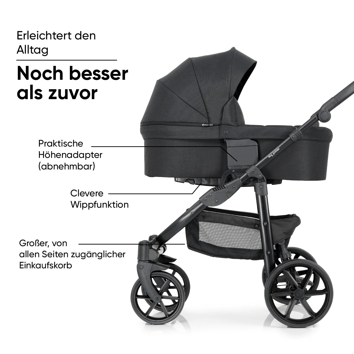 my junior Kombi-Kinderwagen my junior® MIYO² All Black 2in1