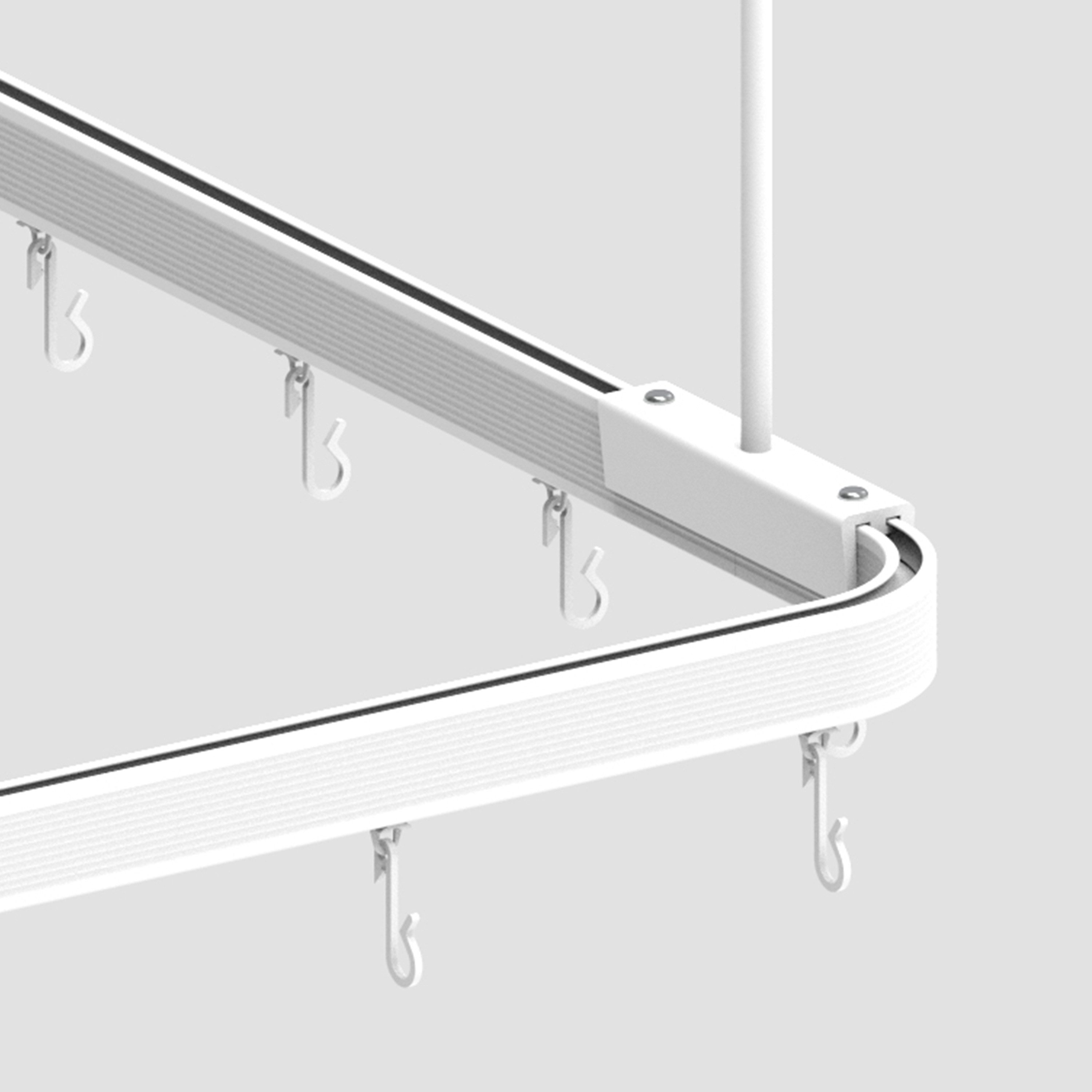 Euroshowers GmbH Duschvorhangstange Flexibel Weiß 300 cm, 1-läufig, Wand, Decke, Schrauben, Aluminium, Kann von Hand gebogen werden – Bild 4 von 5