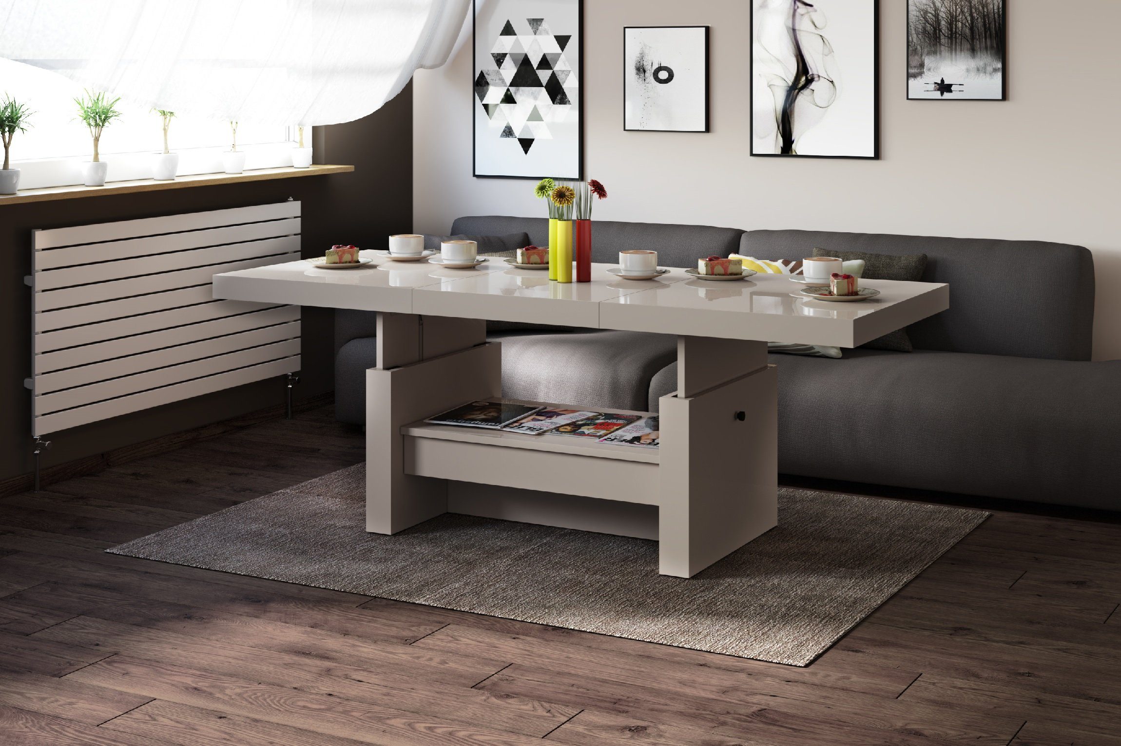 designimpex Couchtisch Aversa H-111 Cappuccino Hochglanz günstig online kaufen