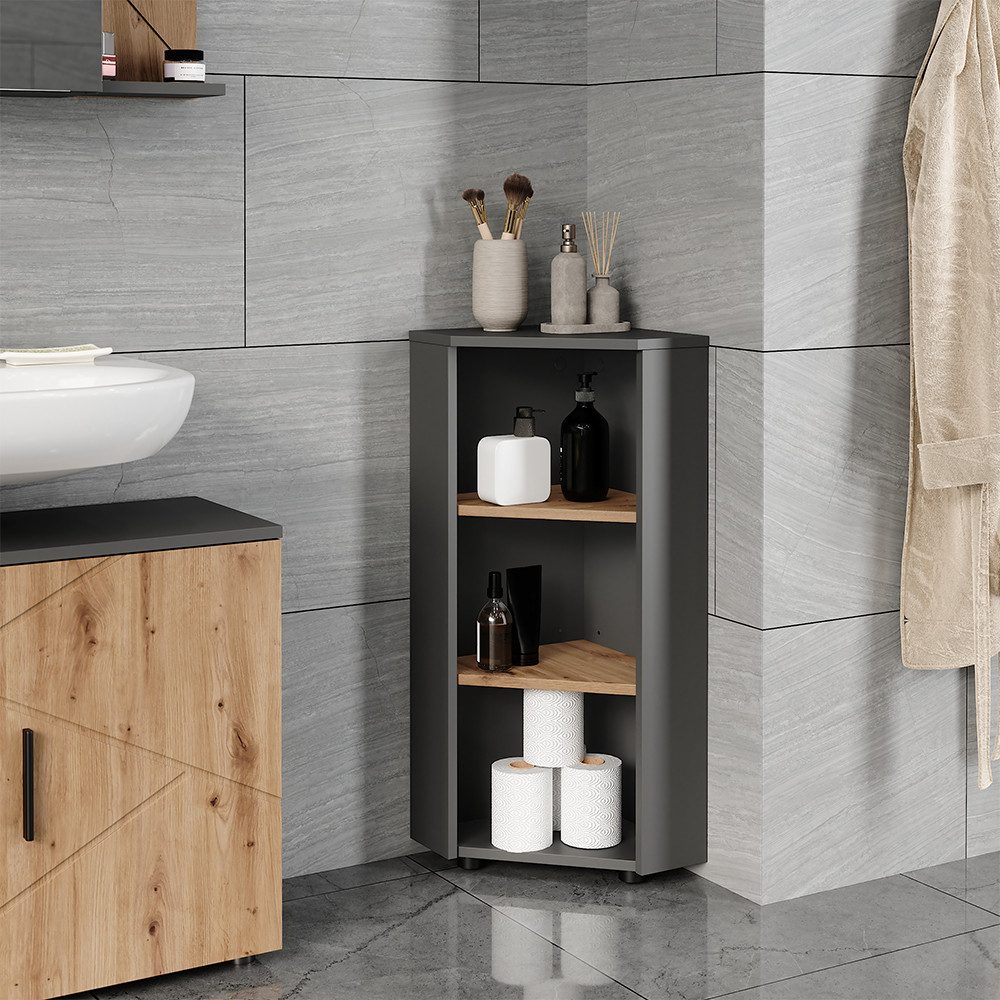 Vicco Midischrank Irma, Anthrazit/Goldkraft Eiche, 33 x 81 cm 3 Ablagefächer (1-St)