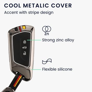 kwmobile Schlüsseltasche Auto Schlüsselhülle für VW Golf 8 3-Tasten Autoschlüssel Hülle (1-tlg), Smart Key Metallrahmen mit Silikon Case