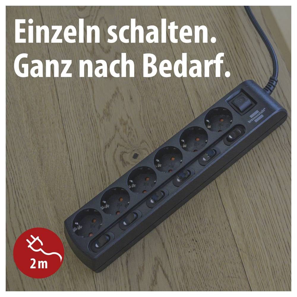 Brennenstuhl Steckdosenleiste einzeln schaltbar 6-fach 2m 1153110116 Steckdosenleiste, einzeln schaltbar, erhöhter Berührungsschutz, mit Schalter – Bild 2 von 5