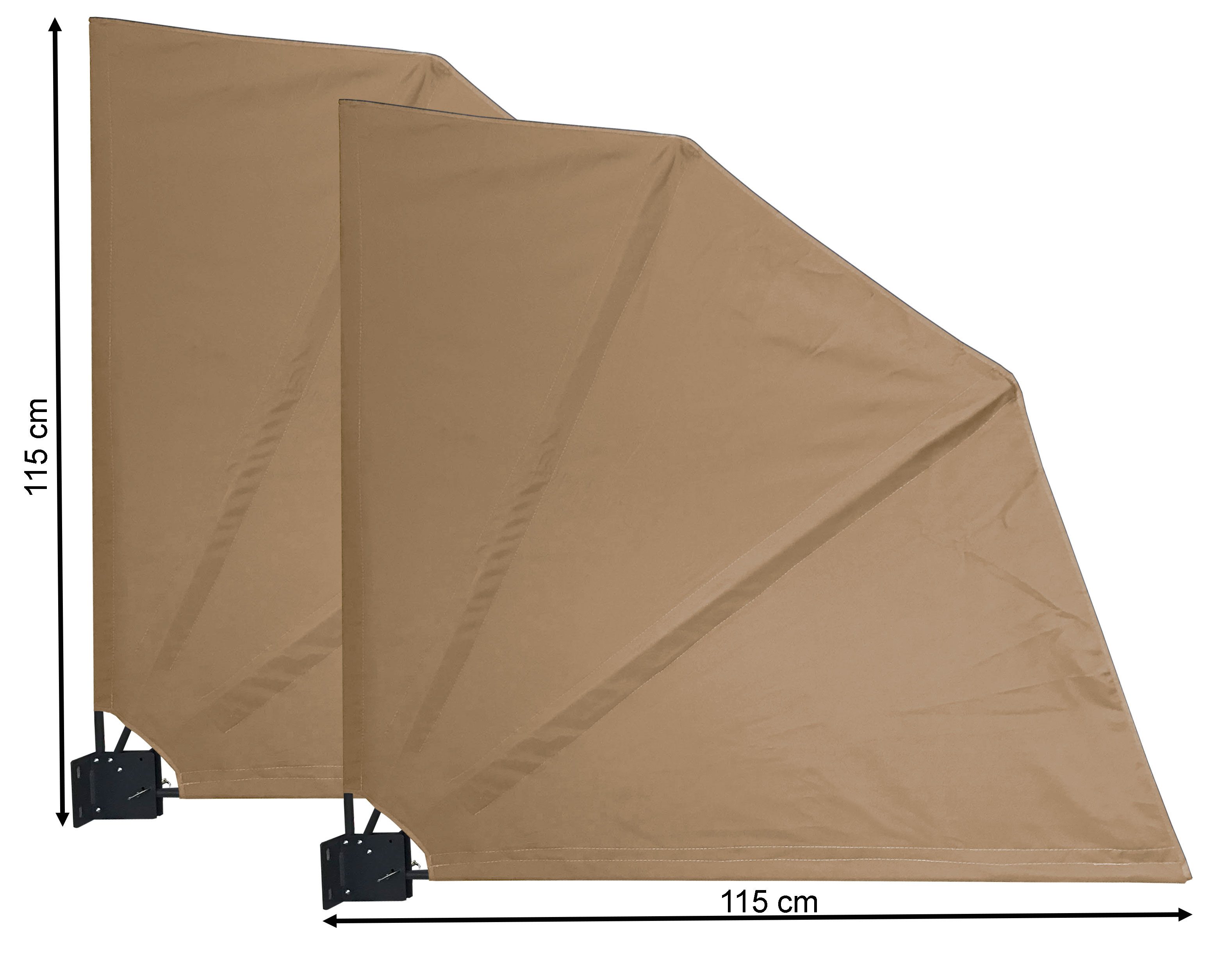 Quick Star Sichtschutzfächer 2 Stück Sichtschutz Fächer 115x115cm Beige RAL 1001 (2-St., 2 Stück) Separate Wandplatte