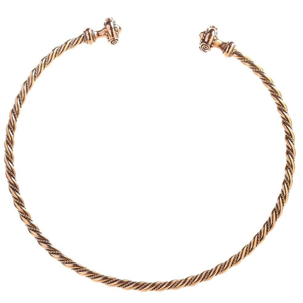 HOPLO Goldkette Keltischer Frauen Torques Frauen Halsreif Handarbeit Bronze 12,5 cm