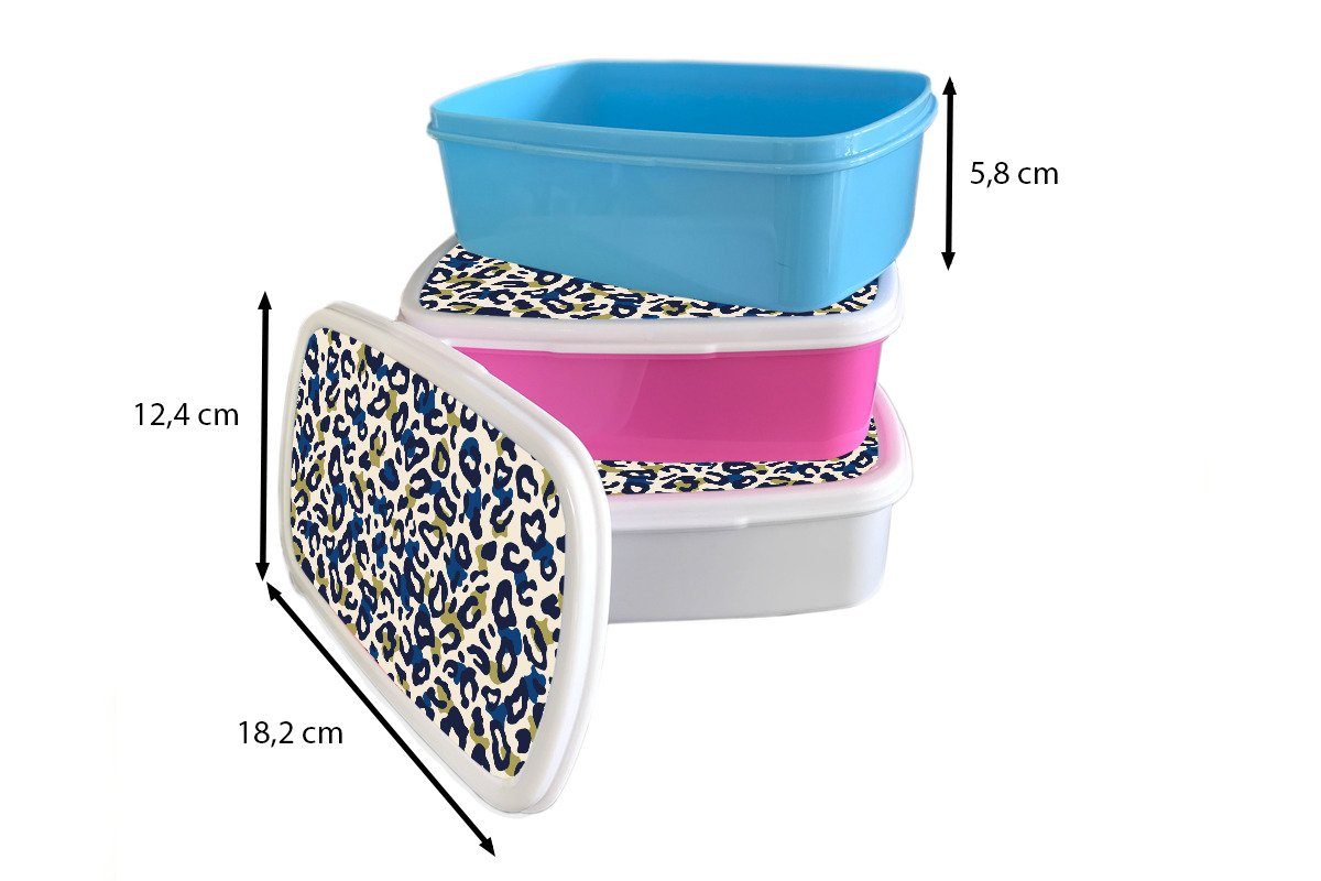 Mädchen - MuchoWow Jungs Brotdose, weiß und Brotbox Lunchbox - - Grün, Blau und (2-tlg), Kunststoff, Panther für für Design Erwachsene, Kinder