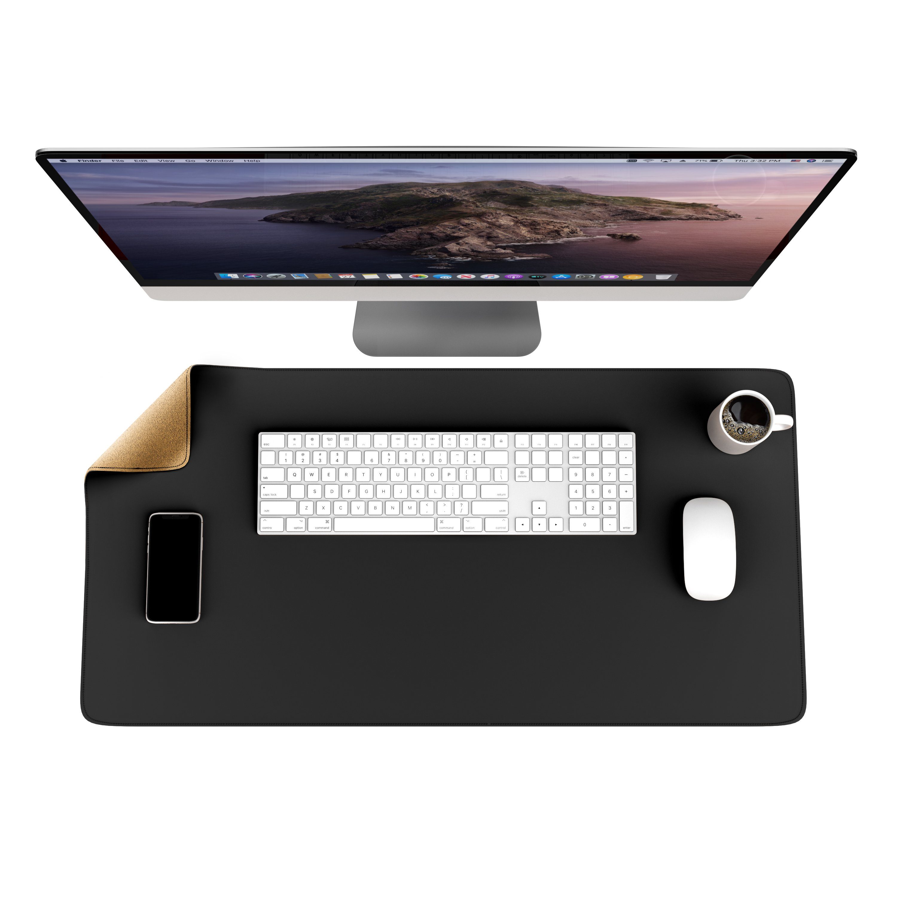 CSL Mauspad XXL Mousepad 800 x 400 x 3 mm, Tischunterlage, Elegante Leder Optik (1-St), rutschfest, abwaschbar, Geschwindigkeit & Präzision, schwarz