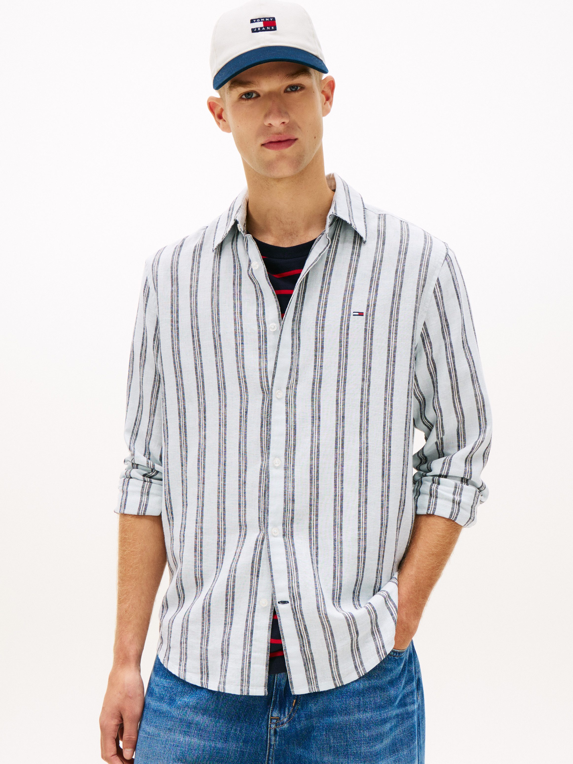 Langarmhemd REGULAR LINEN MIX STRIPES