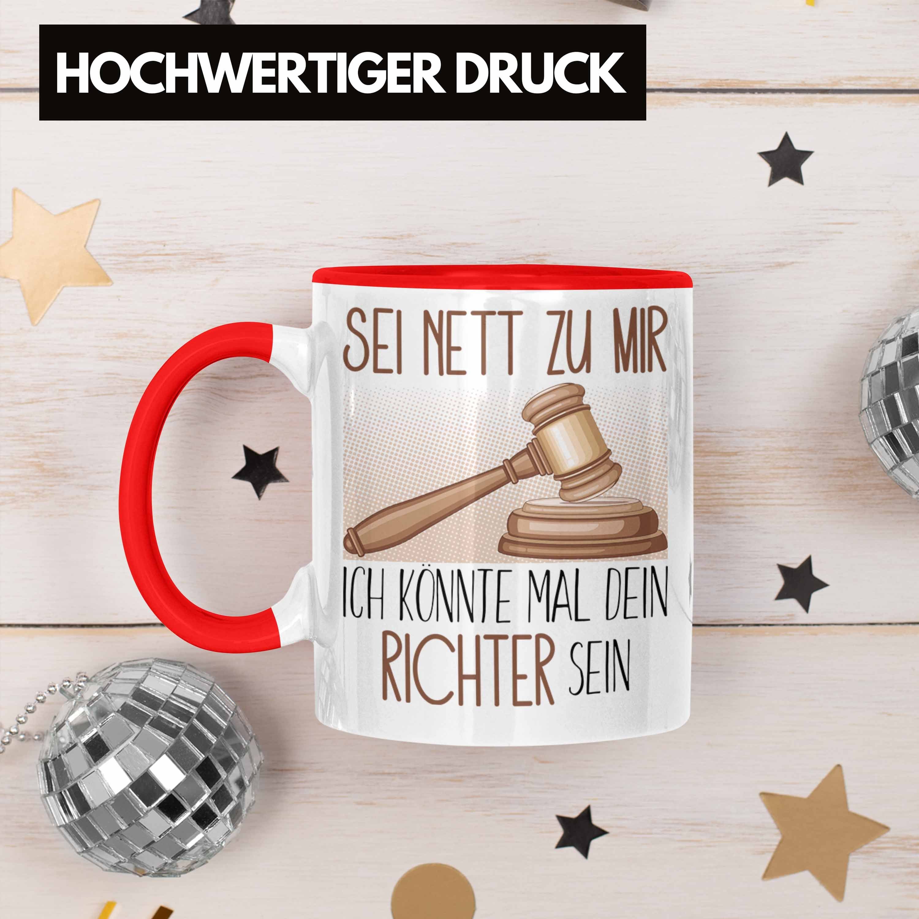 Trendation Tasse Angehender Richter Studium Jurist Geschenk Geschenkidee Jura Spr Tasse Rot