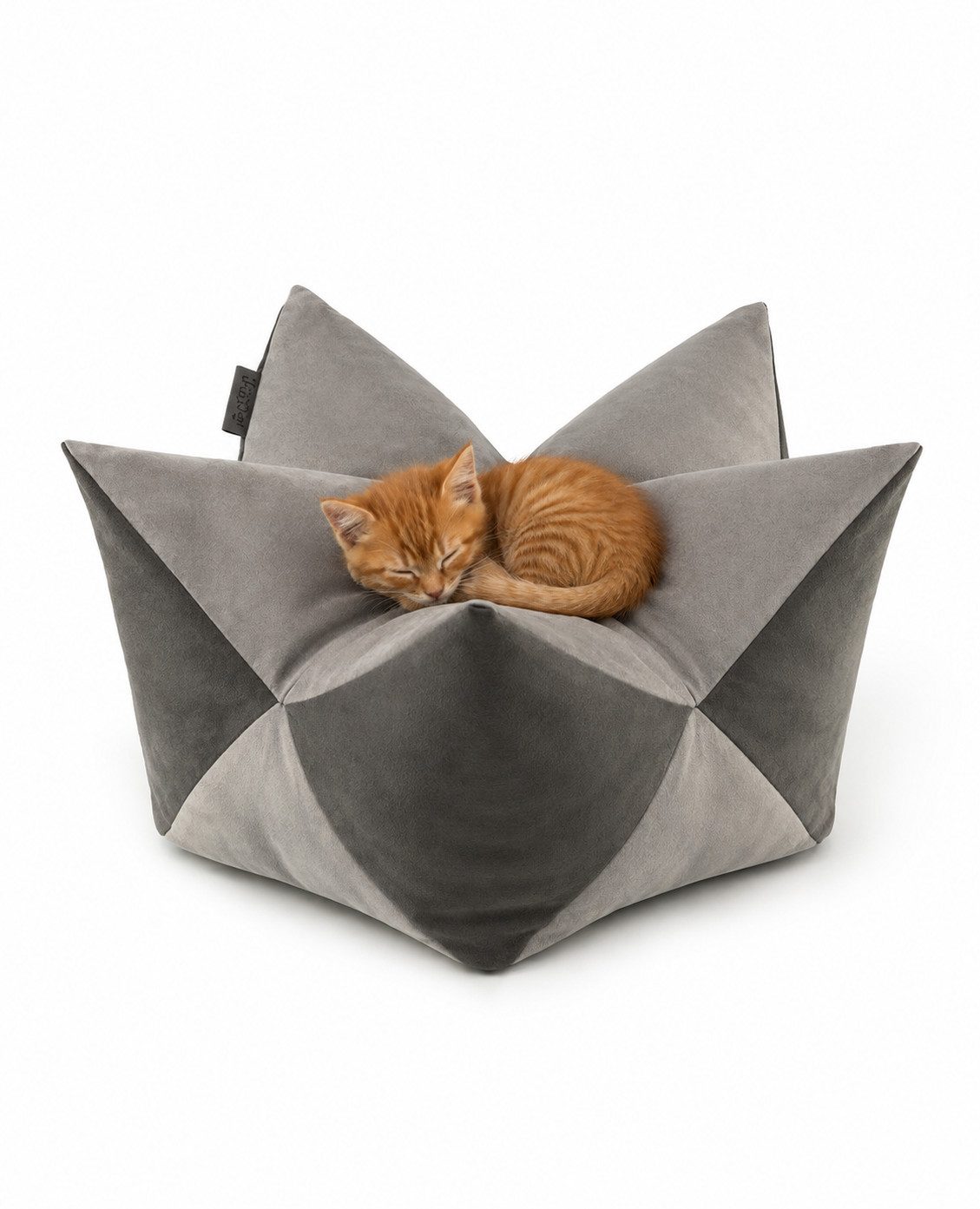 lionto Tierkissen für Katzen, in Sternenform, atmungsaktiv, 60x35cm, hellgrau/dunkelgrau, Wildlederimitat, hochwertiges Kronenkissen, waschbar & formstabil