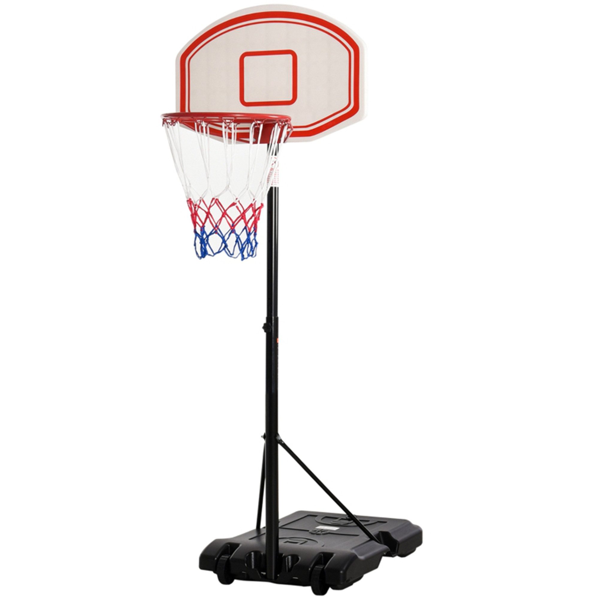 MC Star Basketballkorb verstellbar tragbar Höhenverstellbarer Korb 212-250 cm (Standfuß mit Rollen Metallpfosten schwarz weiß)