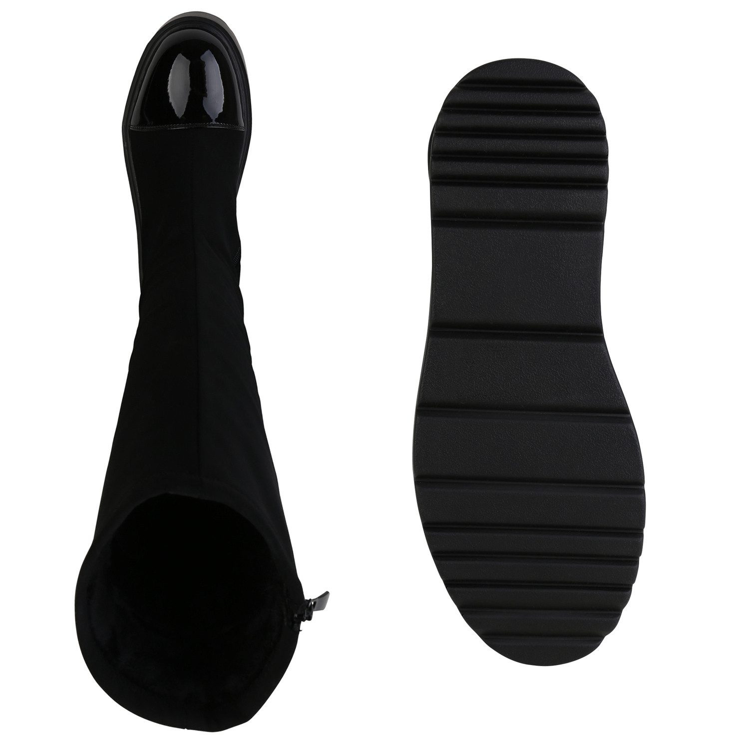 VAN HILL 841340 Keilstiefel Damen Leicht Gefütterte Keilstiefel Stiefel Profil-Sohle