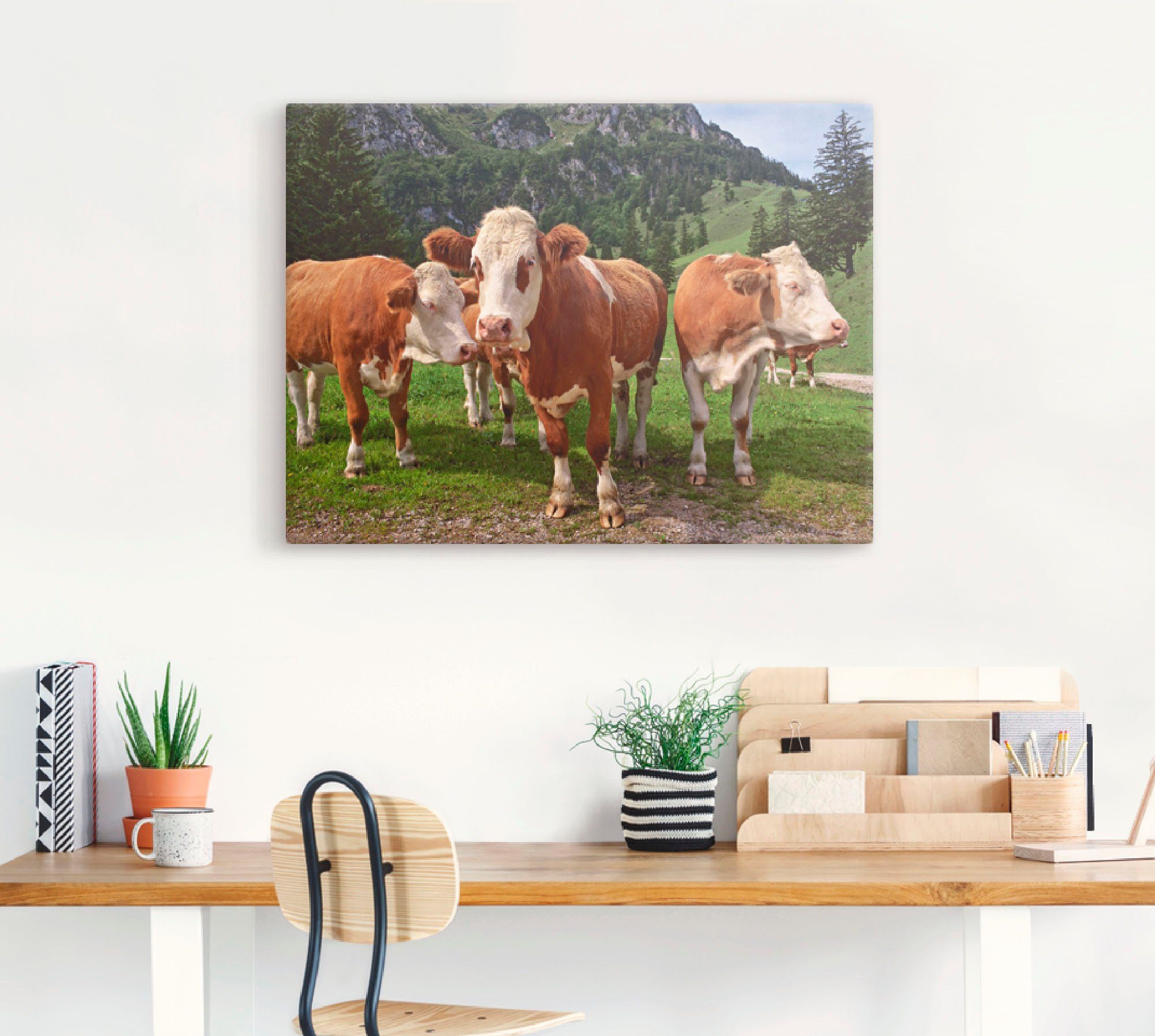 Leinwandbild, versch. (1 Poster Kühe, oder Haustiere in als St), Wandaufkleber Größen Artland Wandbild Bayerische