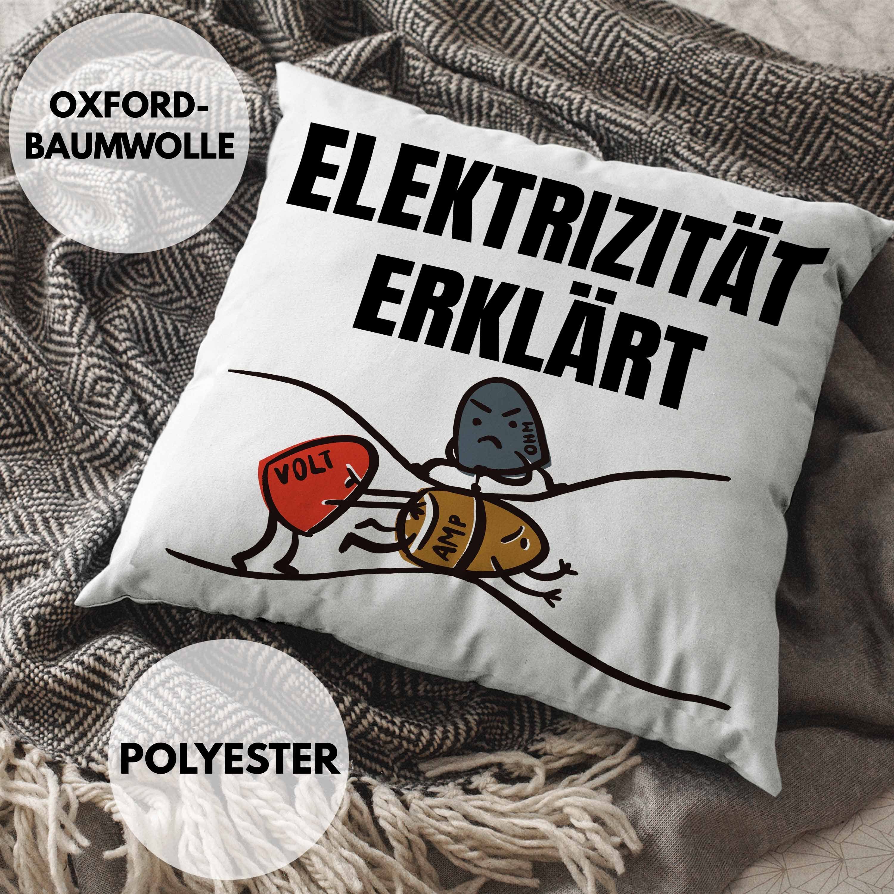 Ohm Geschenk Männer mit Trendation Dekokissen Elektromeister Trendation Kissen Volt Lustiger Geschenkidee 40x40 - Dekokissen Erklärt Rosa Spruch Füllung Elektriker Elektrizität Watt