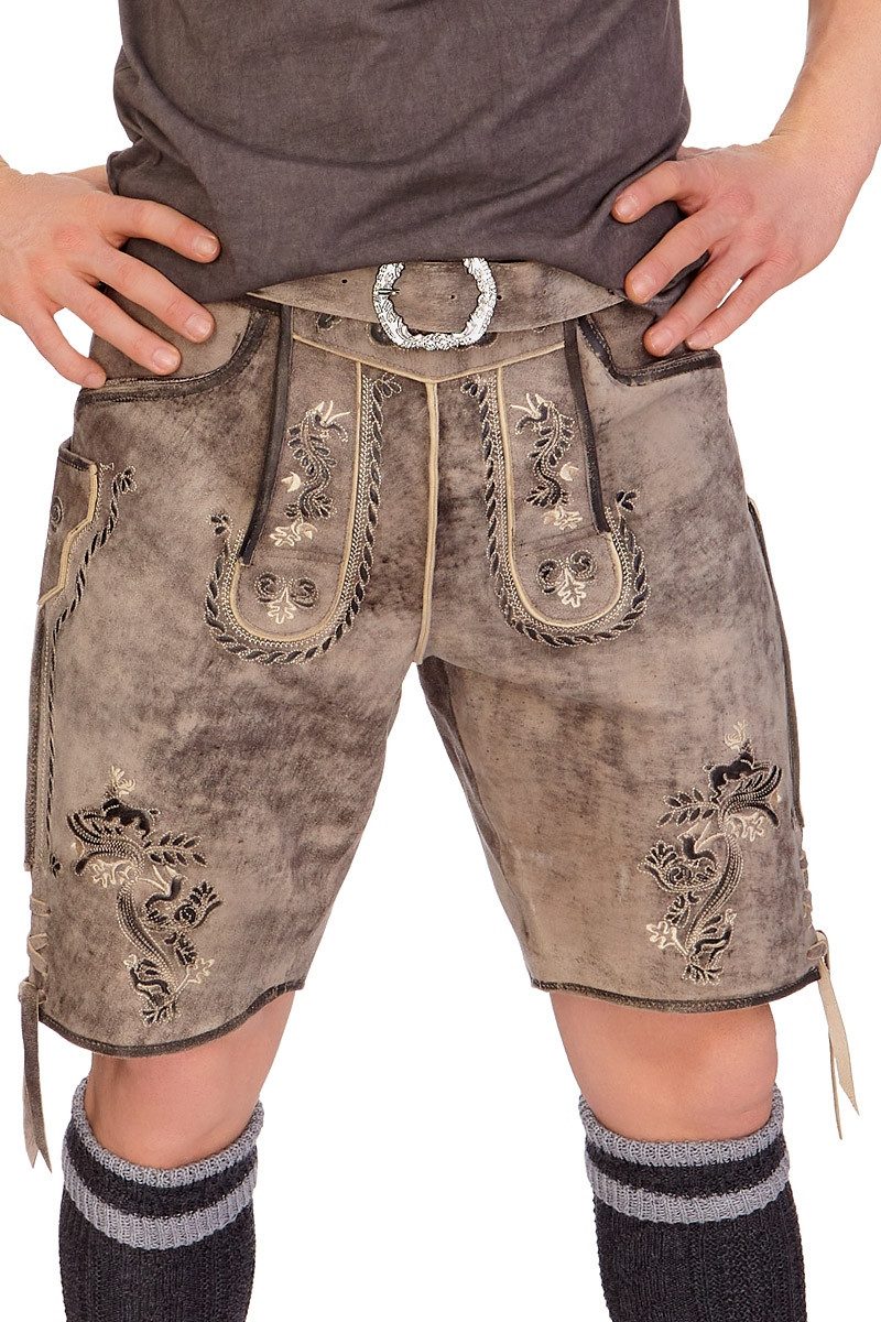 MarJo Trachtenlederhose Lederhose Herren kurz - TIBOLD - fels