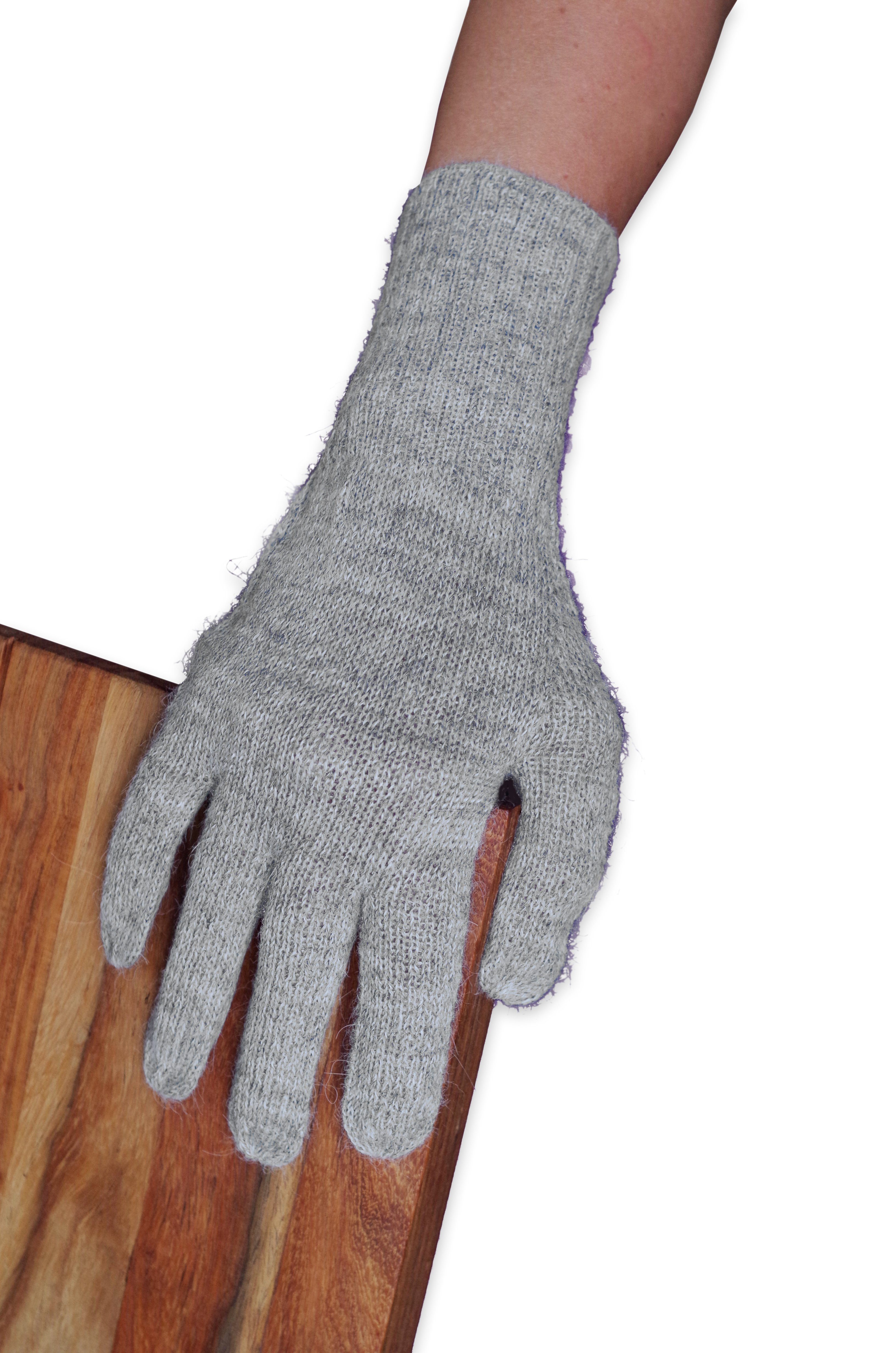 Alpakawolle Strickhandschuhe Fingerhandschuhe 100% hell Gear aus Posh Guantino Alpaka grau