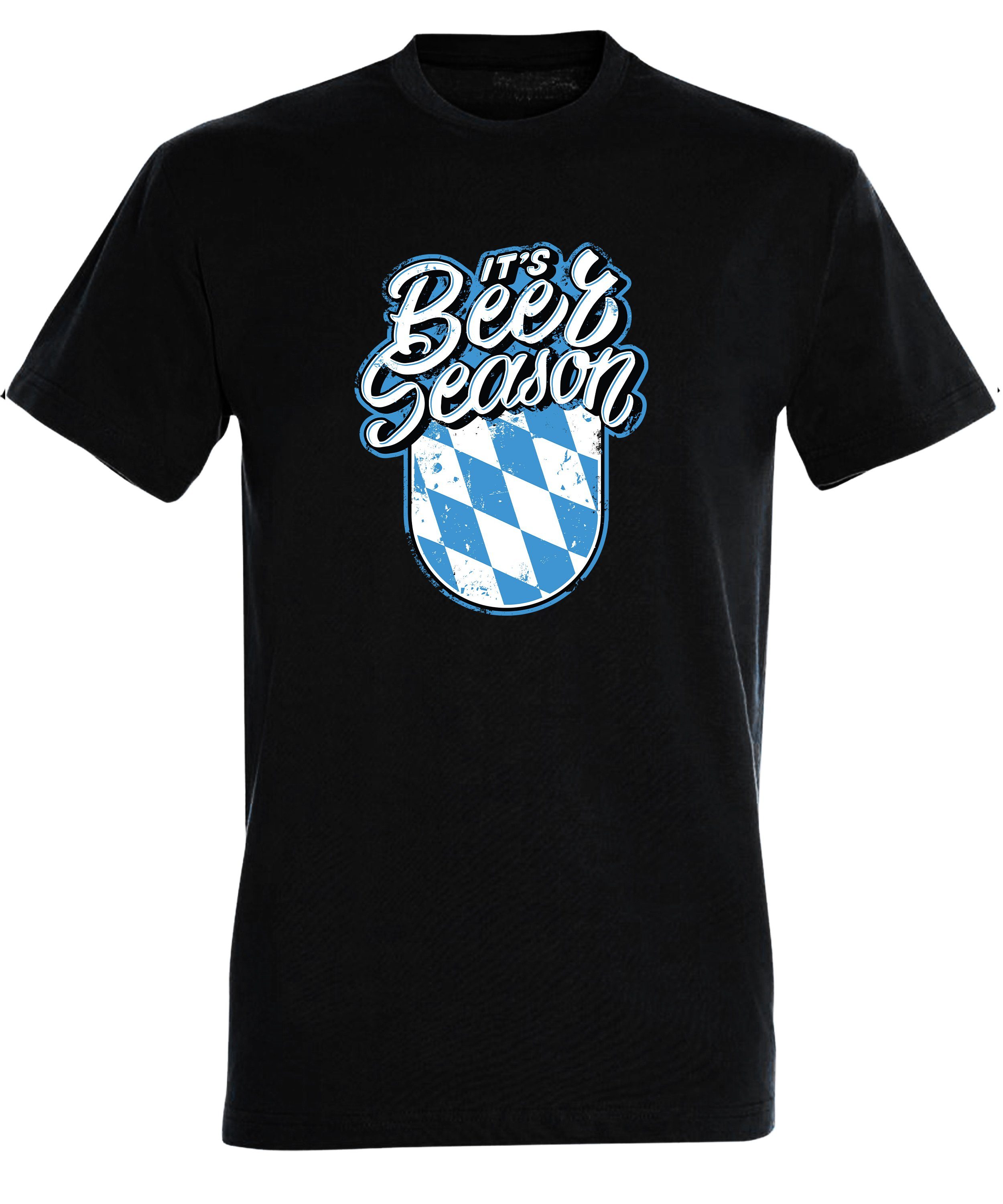 Fun Baumwollshirt Beer Fit, its MyDesign24 schwarz Regular i303 Shirt Aufdruck Oktoberfest - Print Trinkshirt mit T-Shirt Herren Season