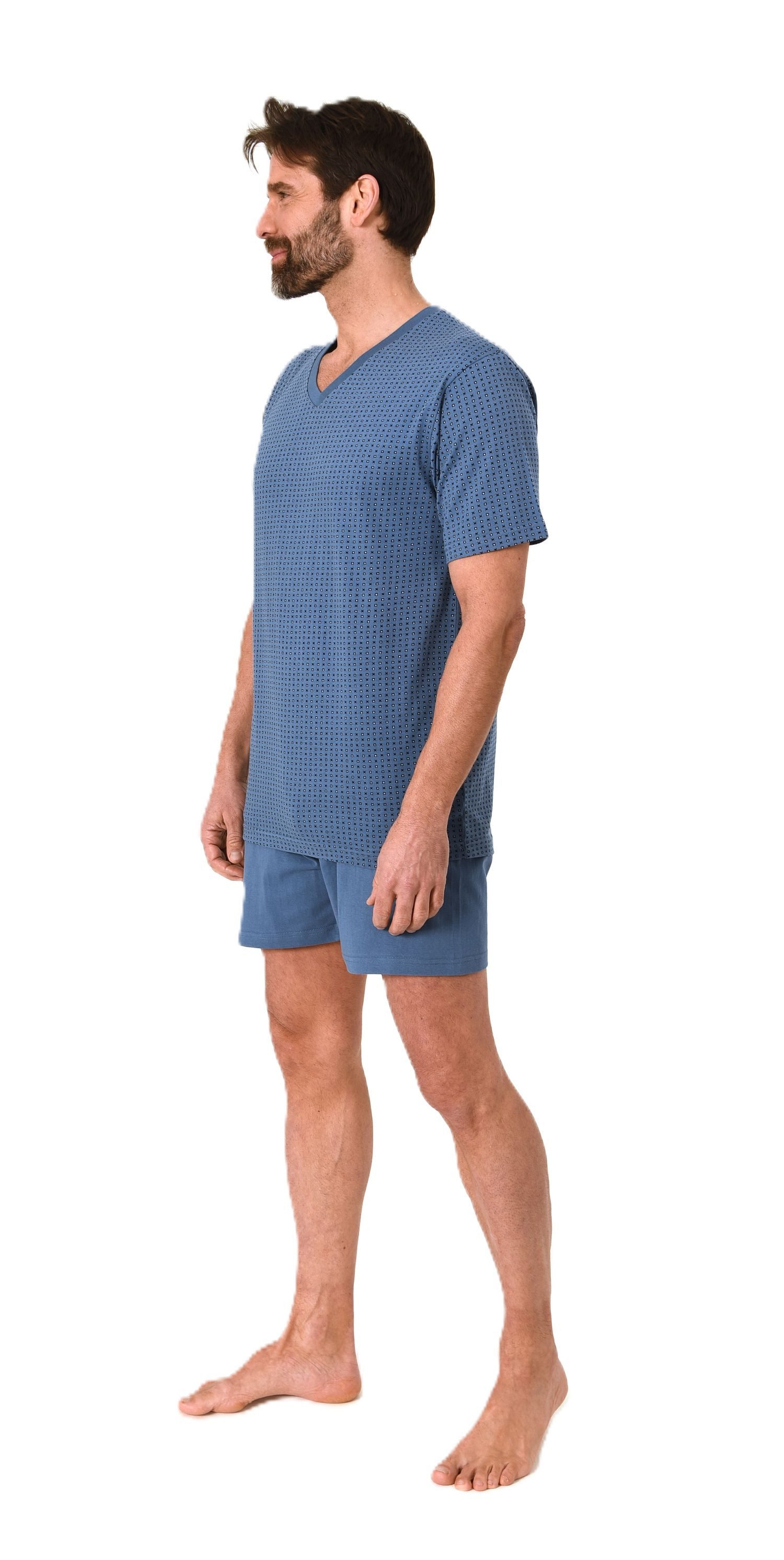 Normann Pyjama Normann Herren kurzarm Schlafanzug Shorty Pyjama mit V-Hals günstig online kaufen