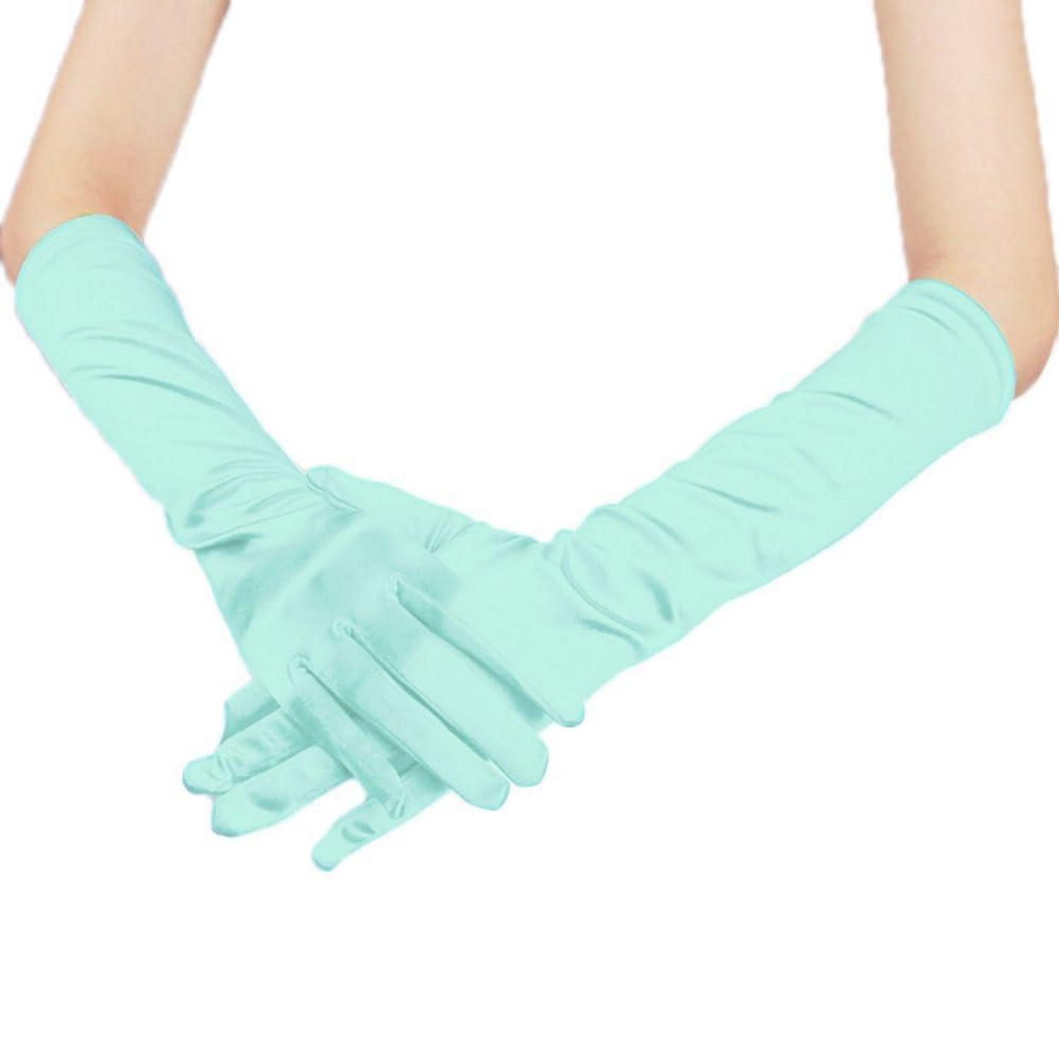 LuxusKollektion Abendhandschuhe Damen Handschuhe mittel lang Blau Grün (1-St)