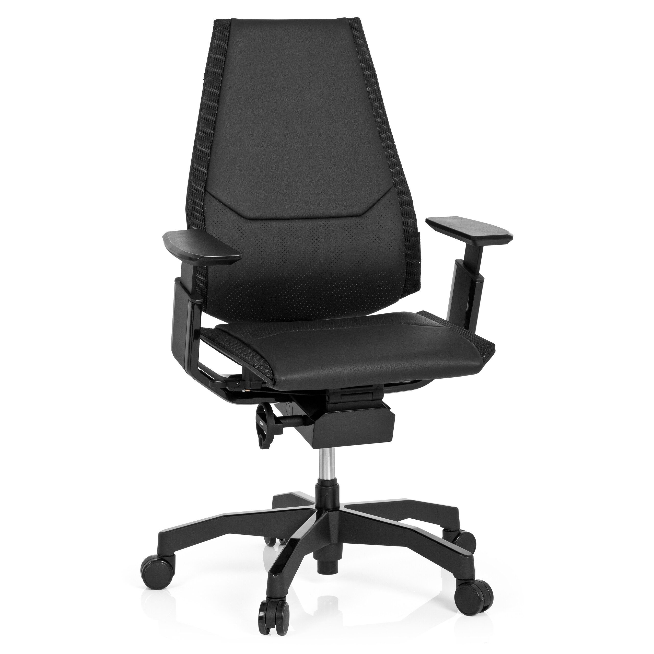 hjh OFFICE Drehstuhl High End Bürostuhl Genidia Black Leder (1 St), Profi Schreibtischstuhl ergonomisch, Chefsessel höhenverstellbar