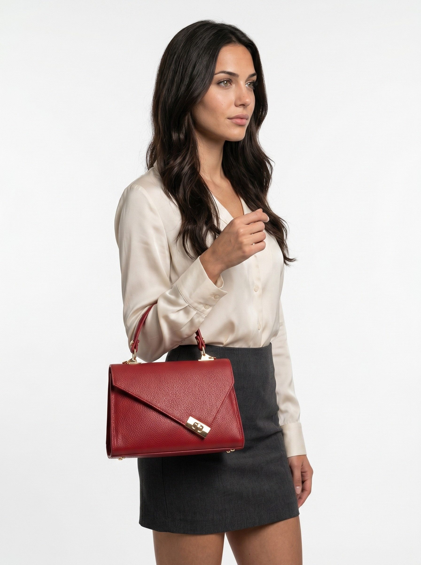 Cluty Henkeltasche, echt Leder, Made in Italy