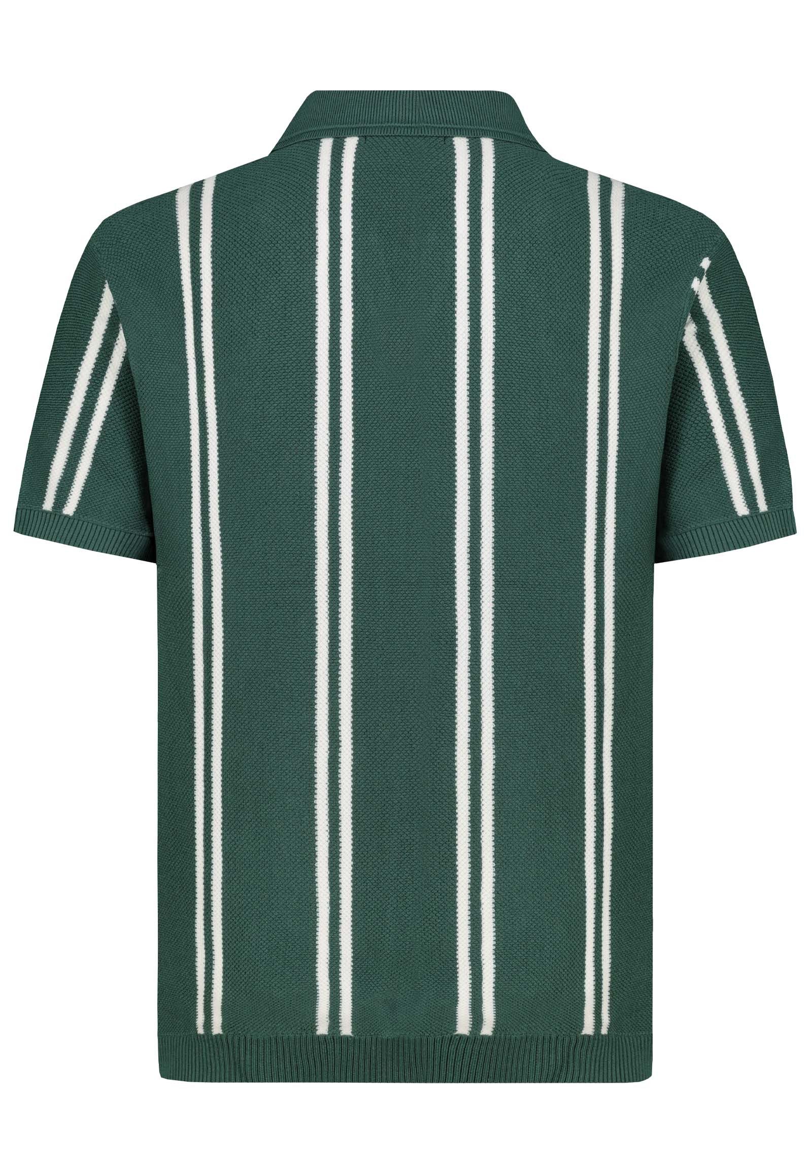 SUBLEVEL Poloshirt Strick-Poloshirt mit Streifen Vertikale Retro-Streifen, offener Polokragen