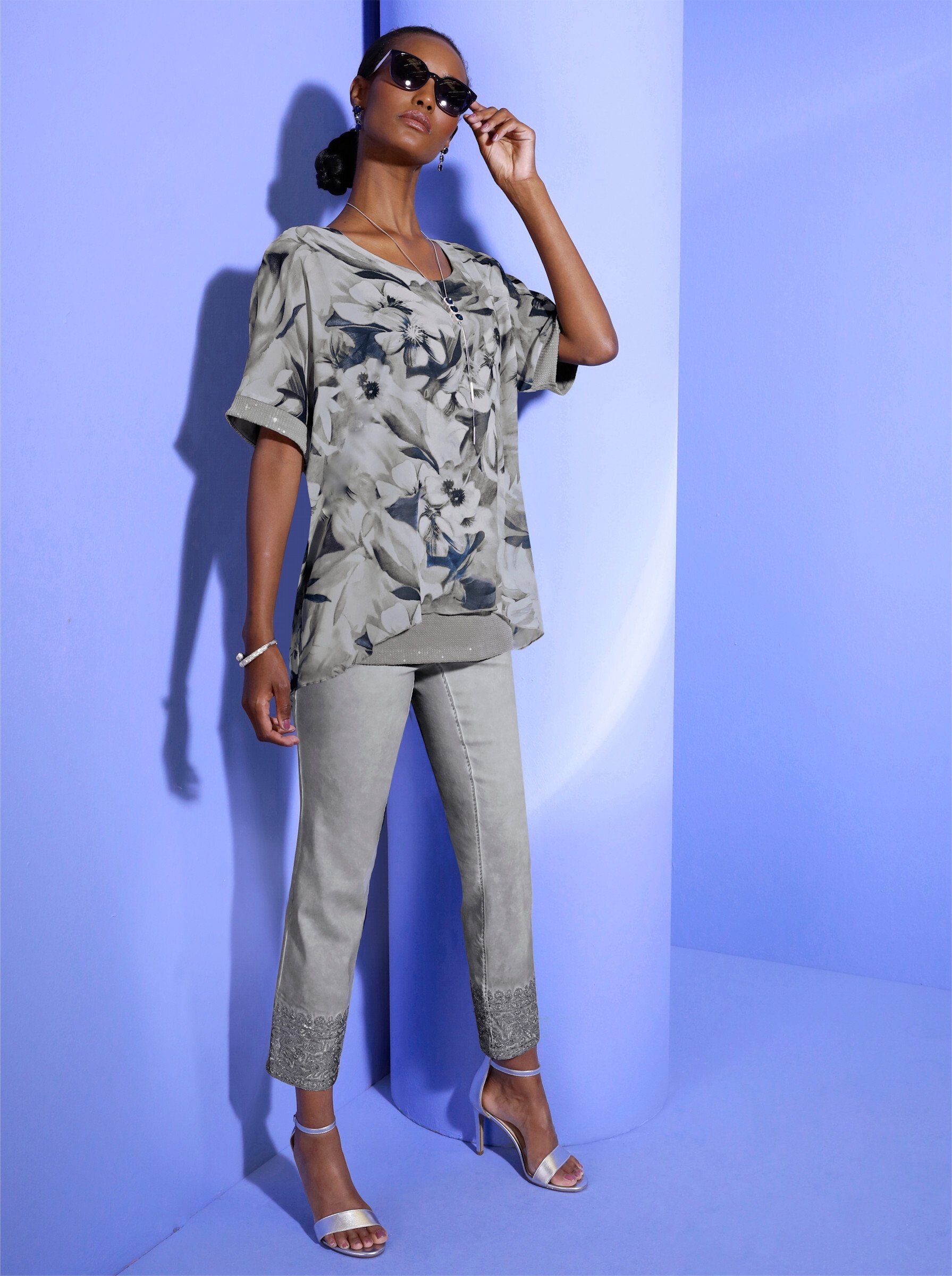 creation L Klassische Bluse Longbluse .