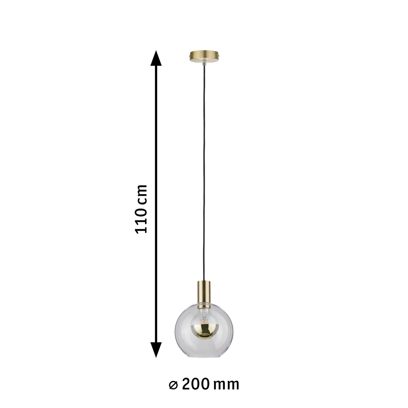 230V Neordic max. Paulmann Klar/Messing Esben E27 1x20W gebürstet Pendelleuchte Leuchtmittel, Glas/Metall, ohne