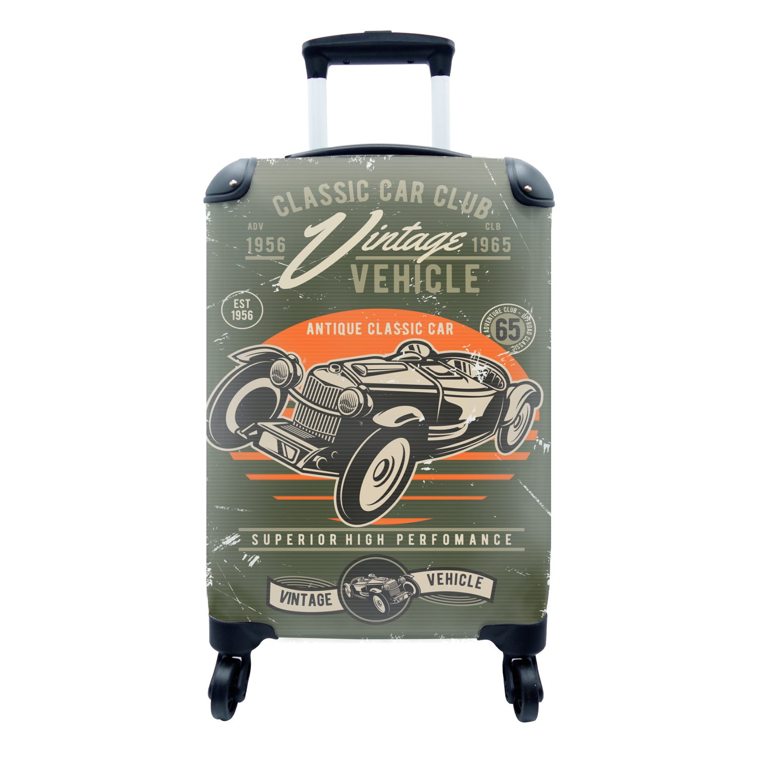 Reisetasche Oldtimer, 4 - Handgepäckkoffer Trolley, Oldtimer Ferien, mit Handgepäck für Reisekoffer MuchoWow Auto Rollen, rollen, -
