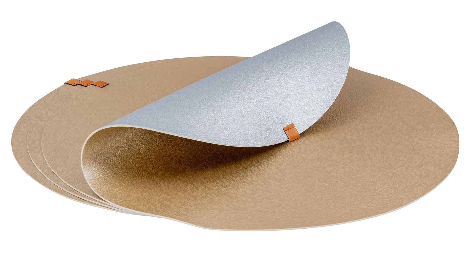 Levandeo® Platzset, 4er Set Platzset Tischsets 38cm Rund Silber Gold Tischm günstig online kaufen